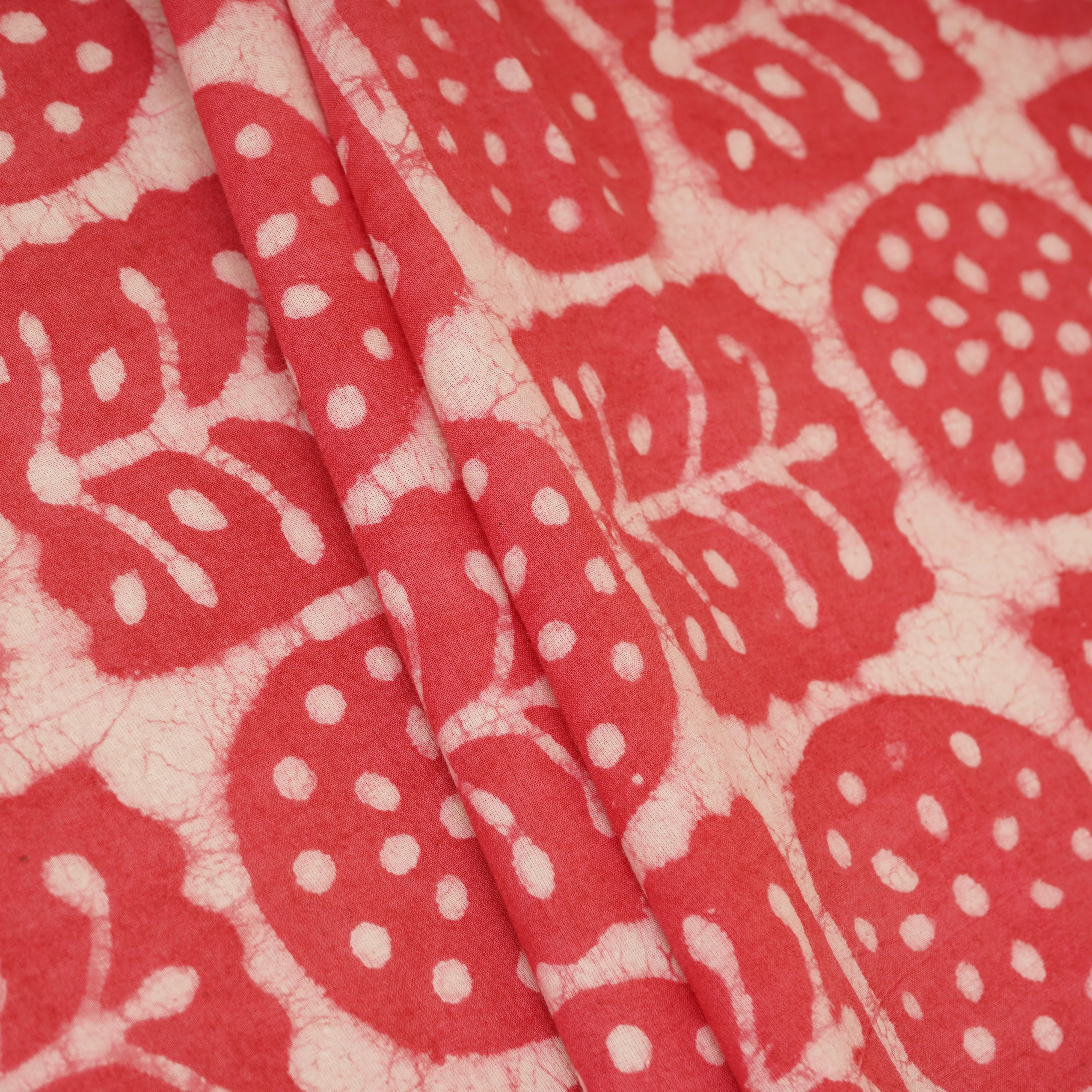 Pink & White Floral Batik Print Cotton Schiffli Fabric CH-29813 - Image 4