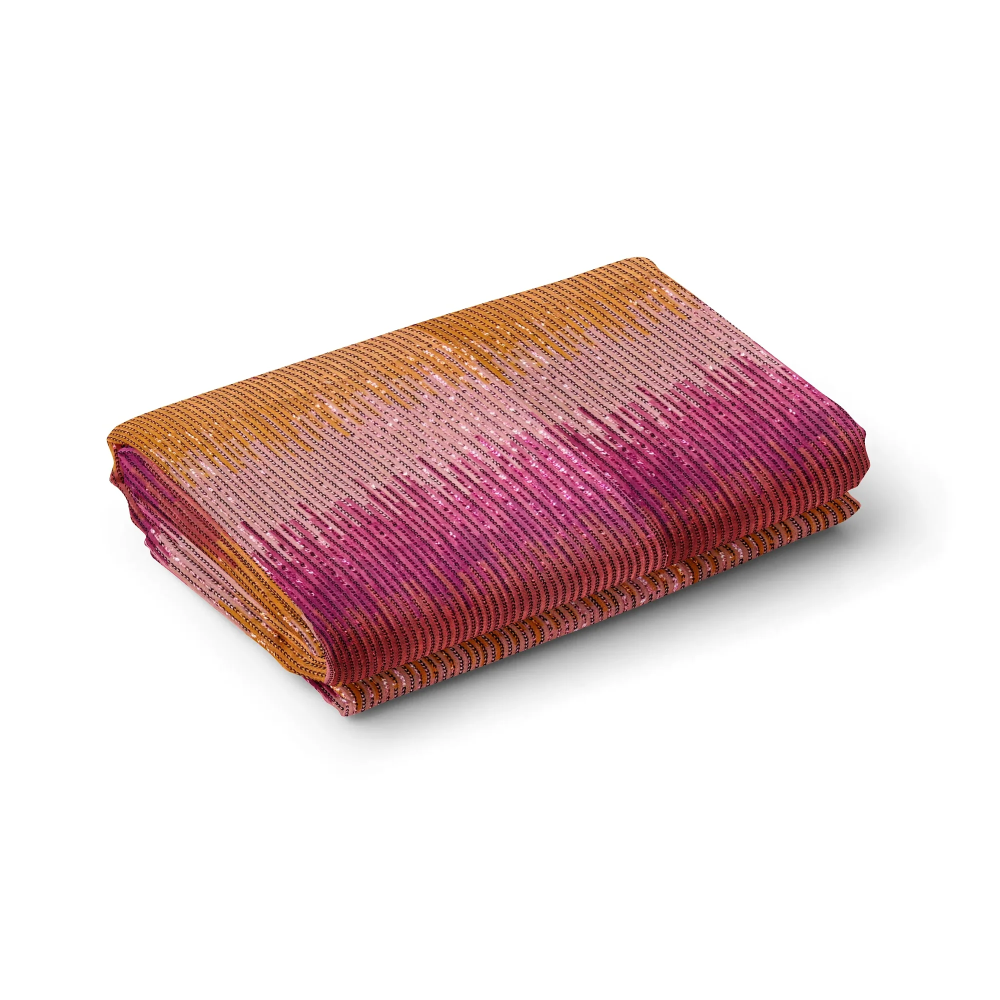 Pink Yellow Net Embroidery Sequins Fabric - Image 8