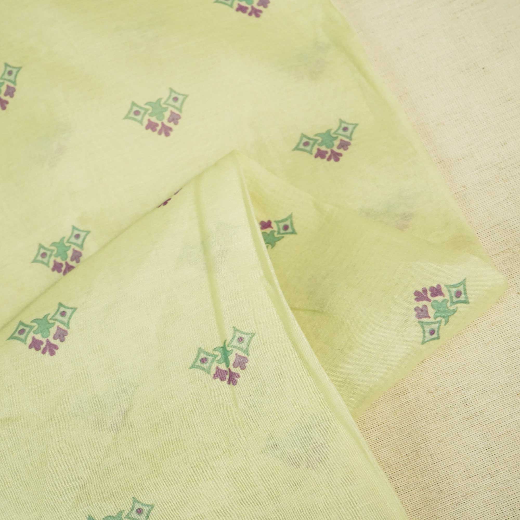 Pista Green Floral Print Chanderi Fabric GT-25351 - Image 2