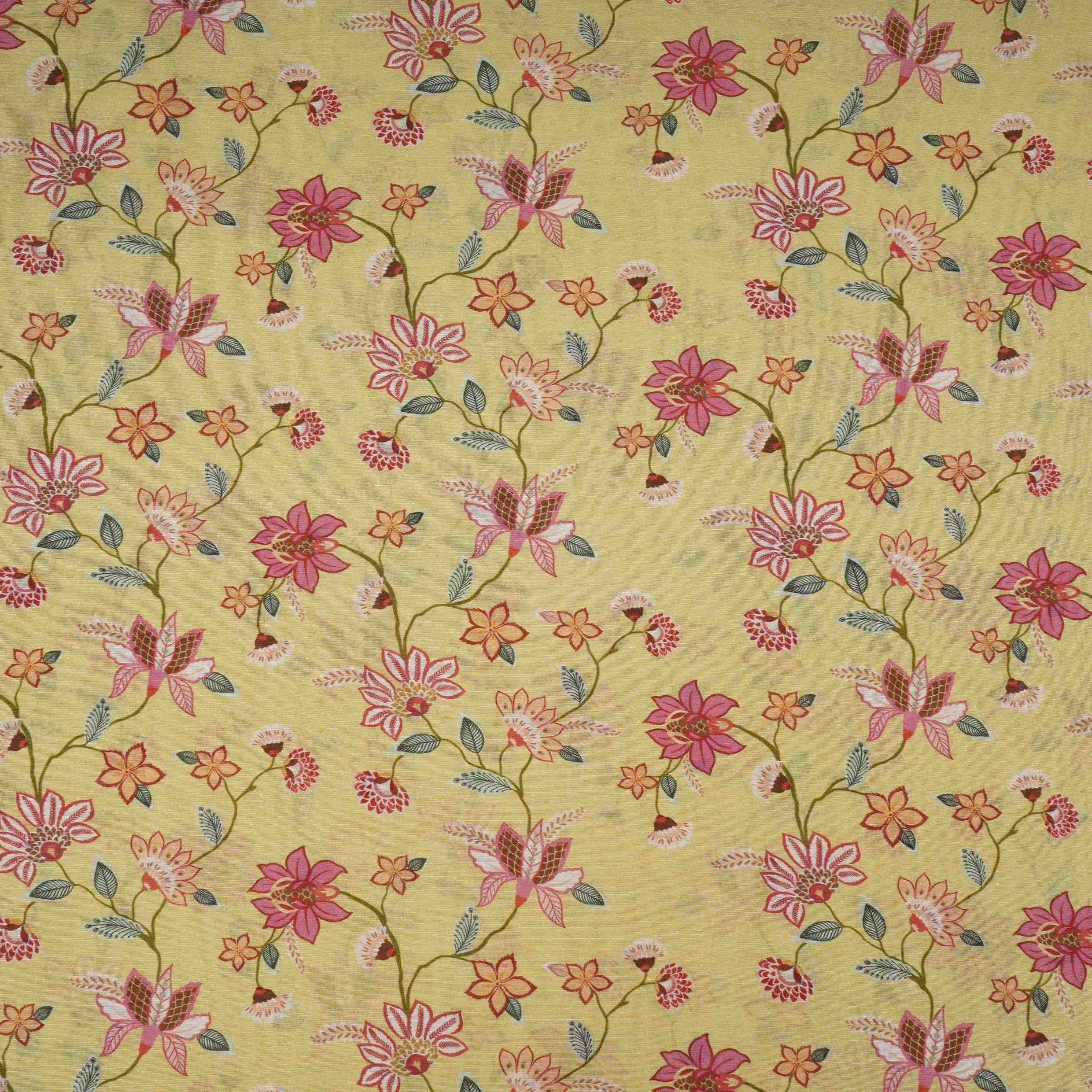 Pista Green floral print Pure Linen Fabric GTS-31335 - Image 2
