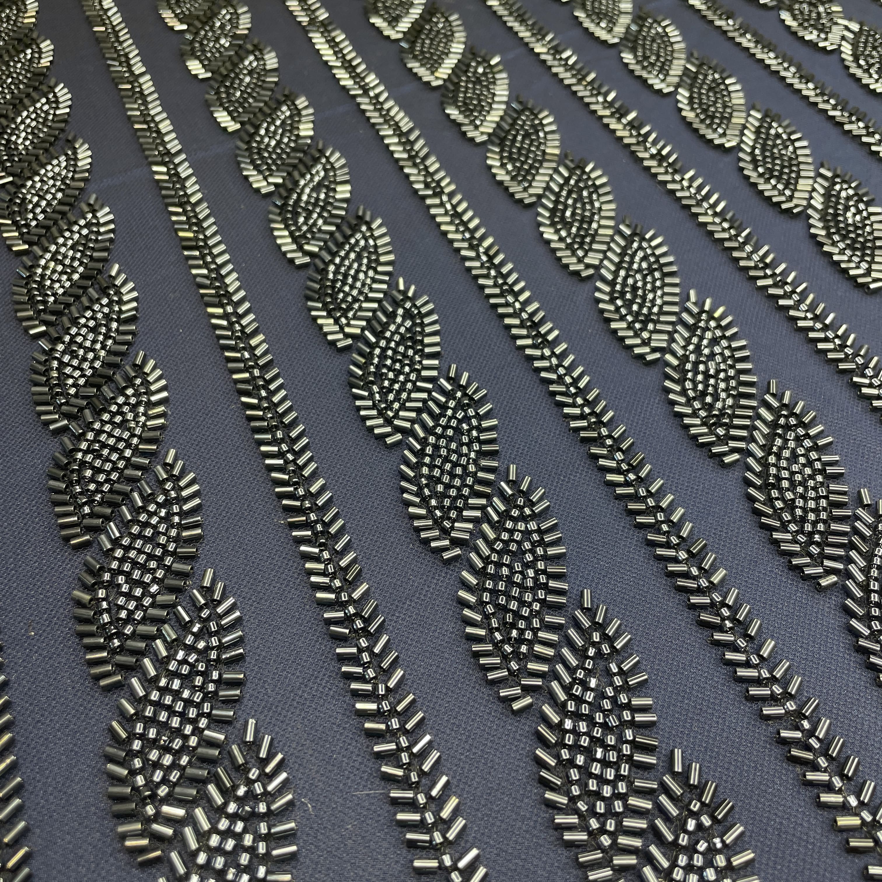Premium Blue Stripes CutDana Embroidery Net Fabric - Image 2