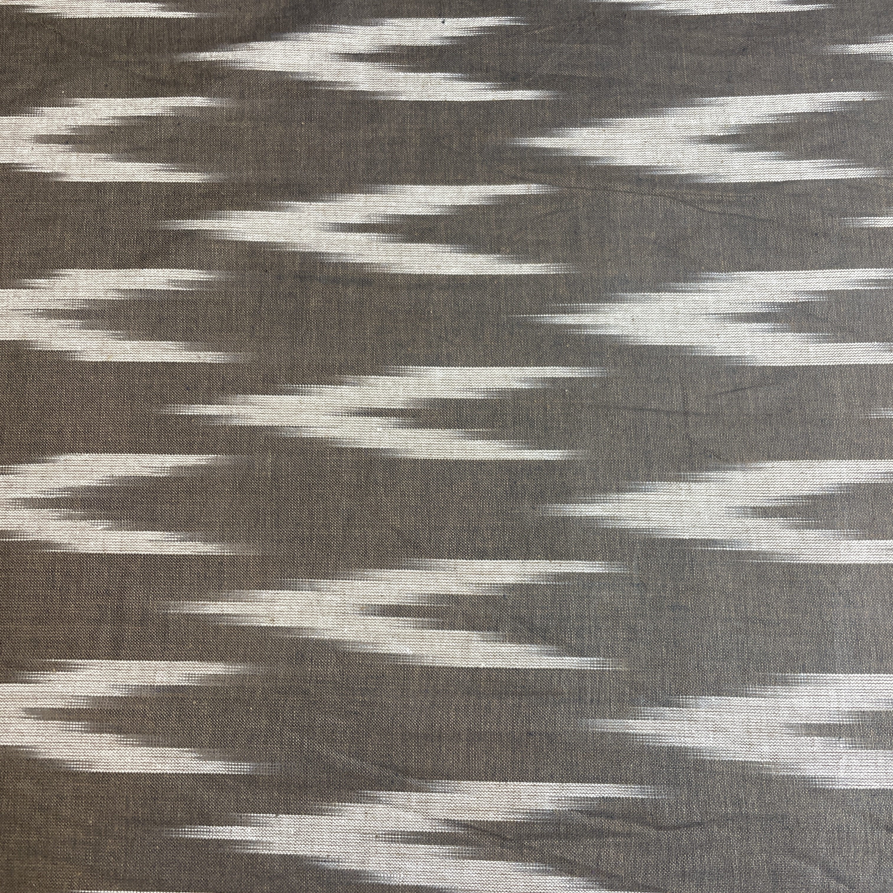 Premium Brown Cream Ikkat Print Cotton Fabric - Image 2