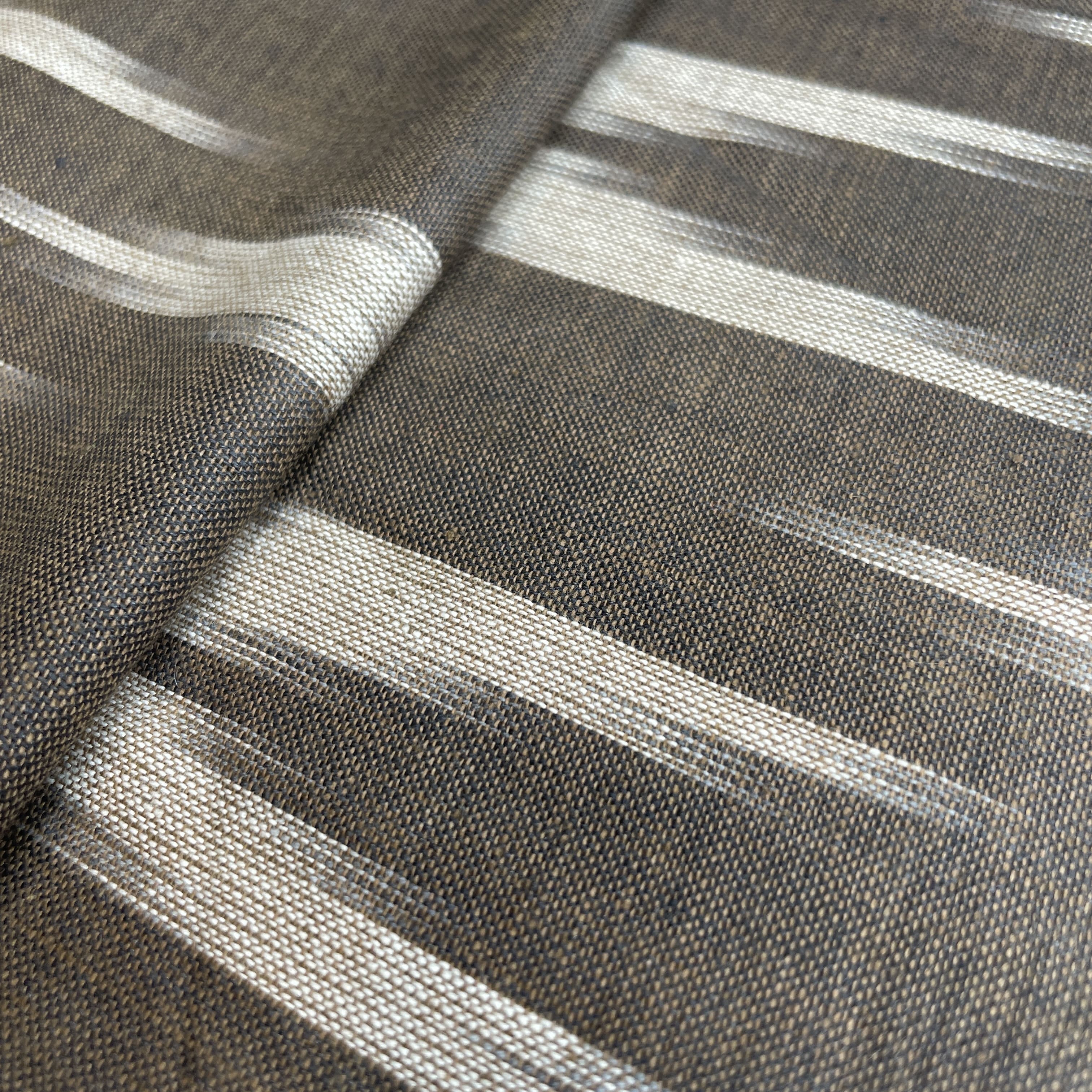Premium Brown Cream Ikkat Print Cotton Fabric - Image 3