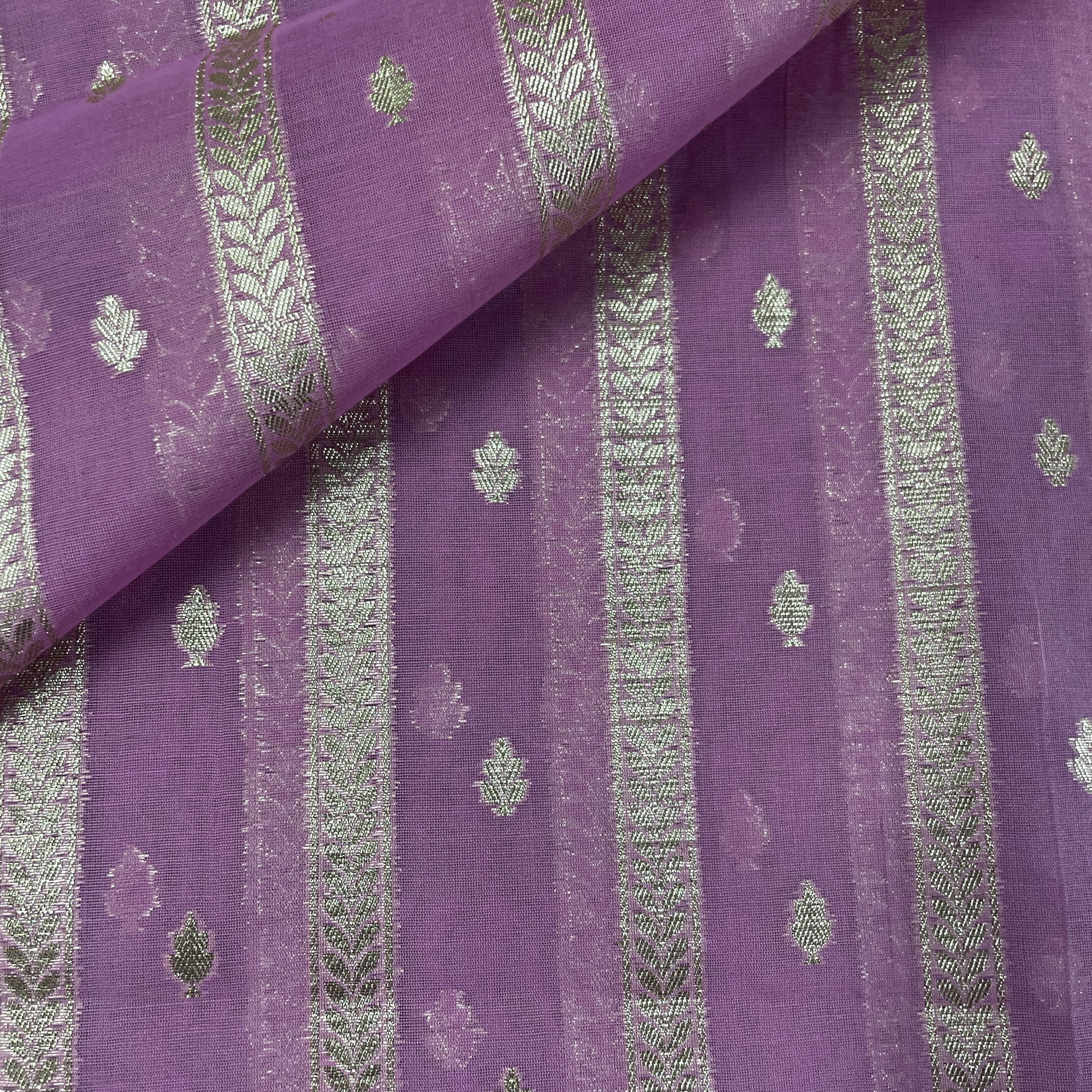 Premium Cotton Katwar Patola Pink Zari Floral Traditional Jacquard Fabric - Image 3
