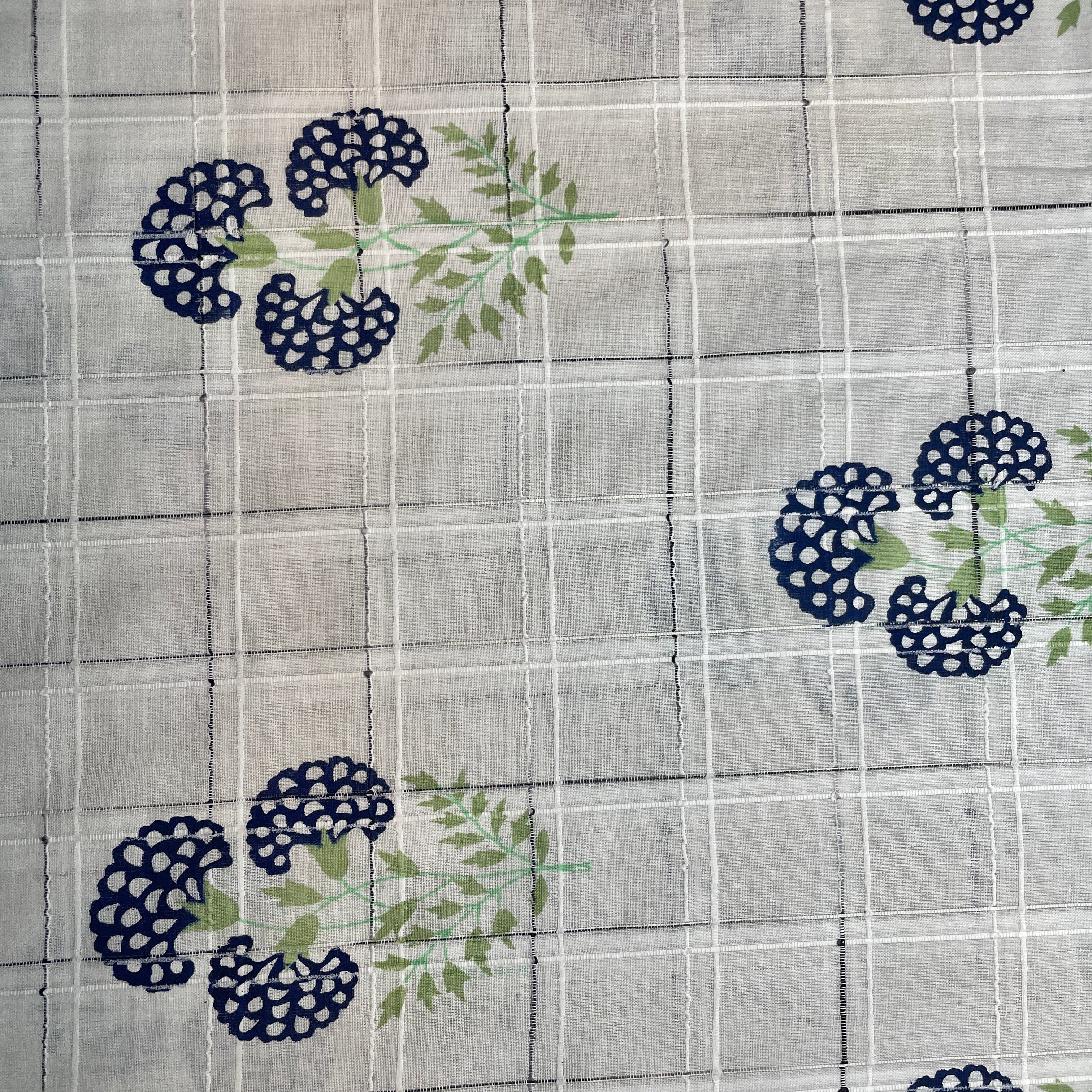 Premium Cotton White Dark Blue Floral Embroidary Fabric - Image 2