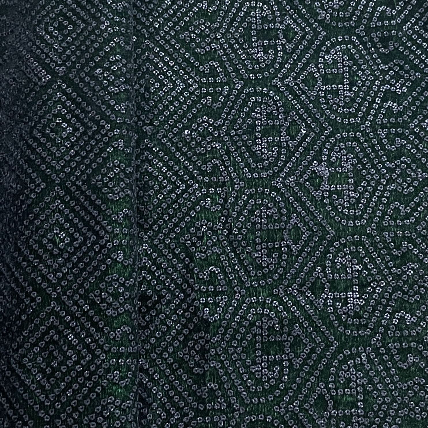 Premium Green Sequins Embroidery Velvet Fabric - Image 2