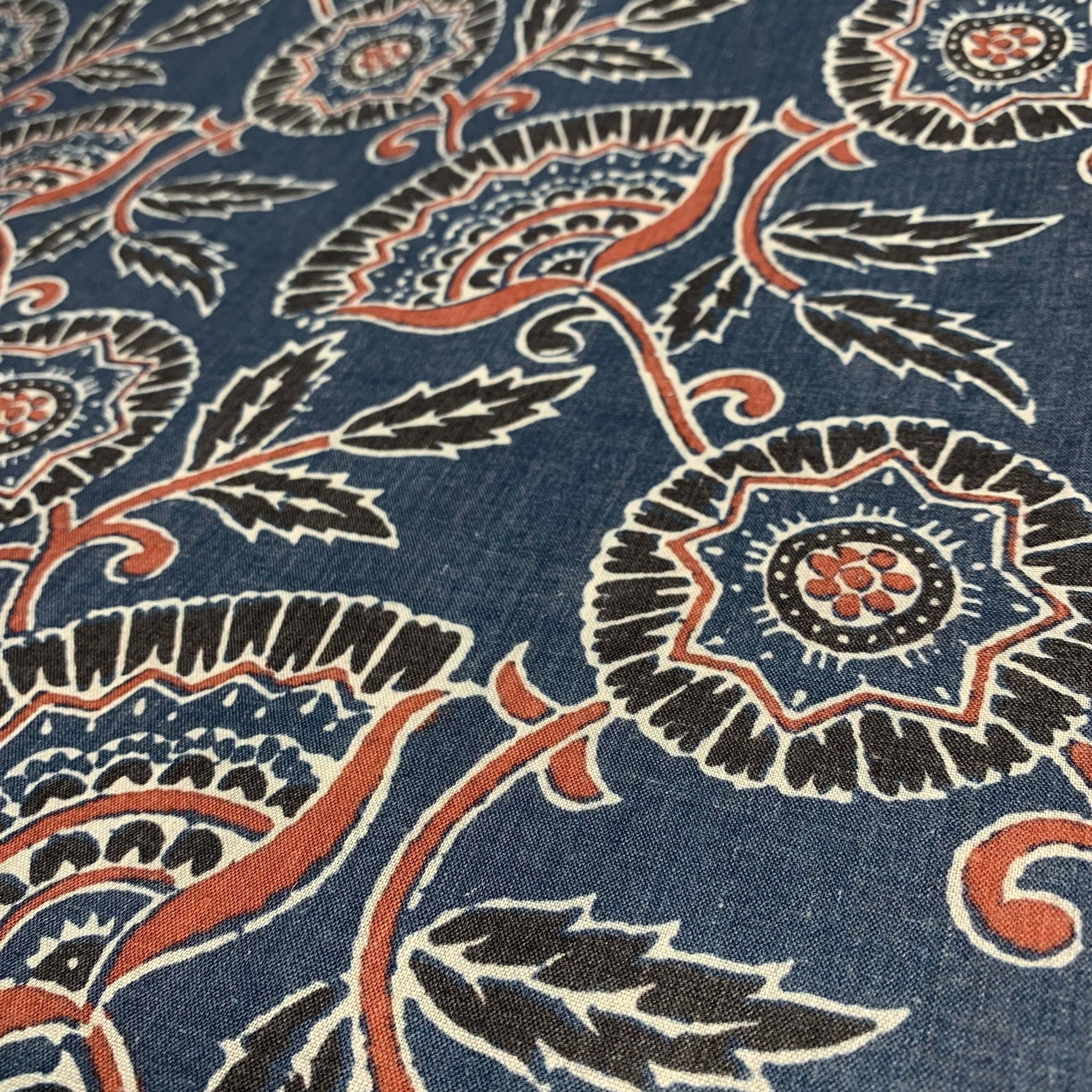 Premium Marble Blue Floral Print Cotton Fabric - Image 2