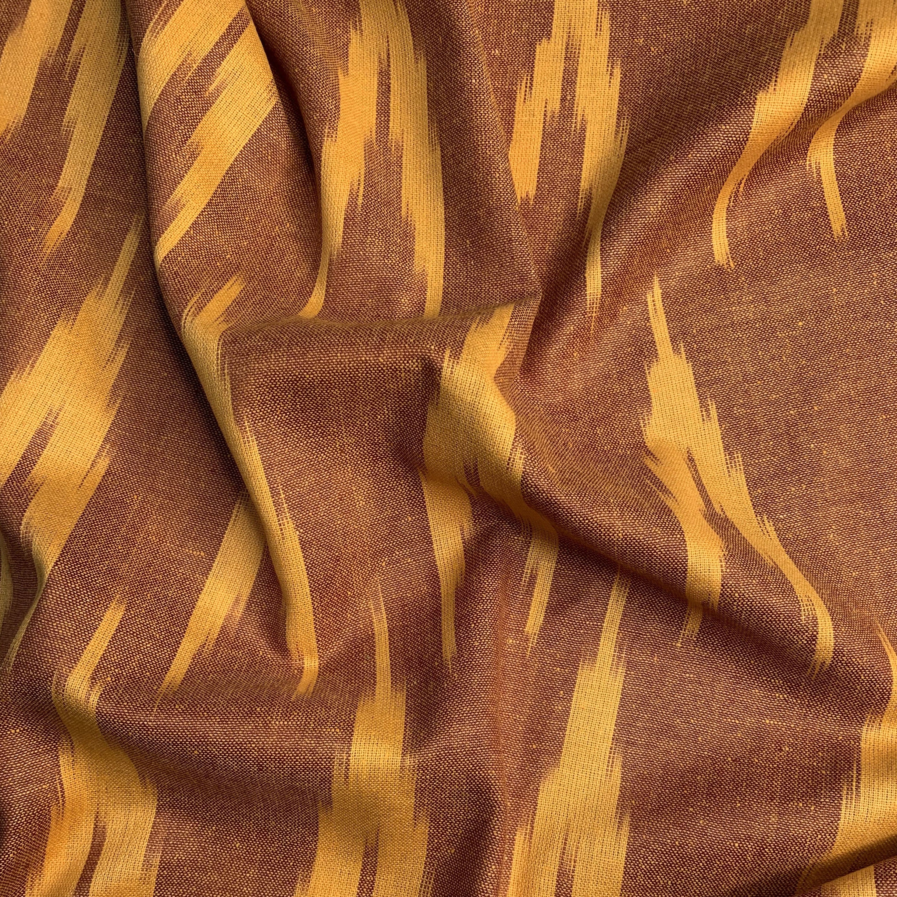 Premium Orange Light Orange Ikkat Print Cotton Fabric