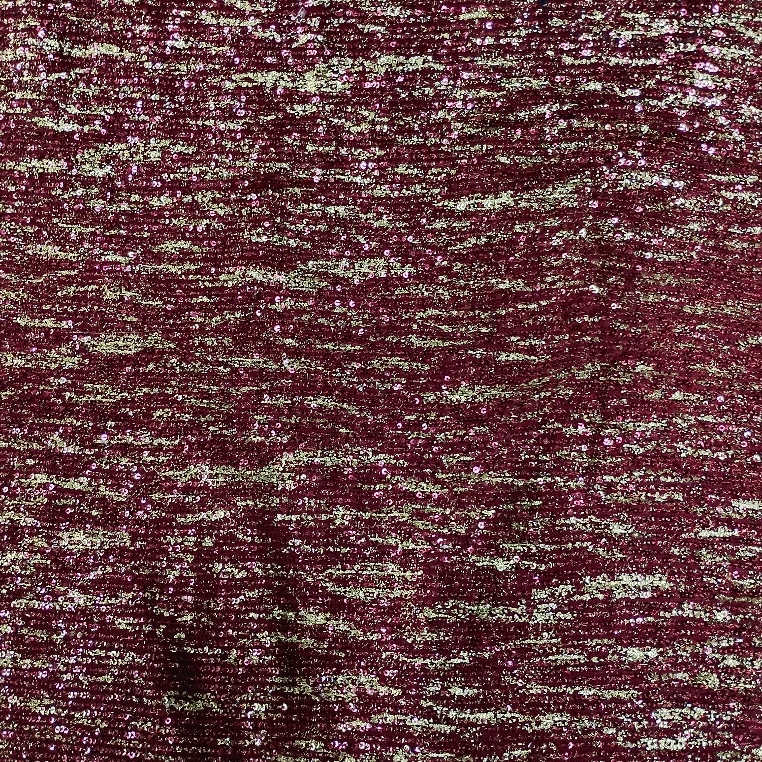 Premium Red Heavy Sequins Bonded Glitter Net Lycra Fabric