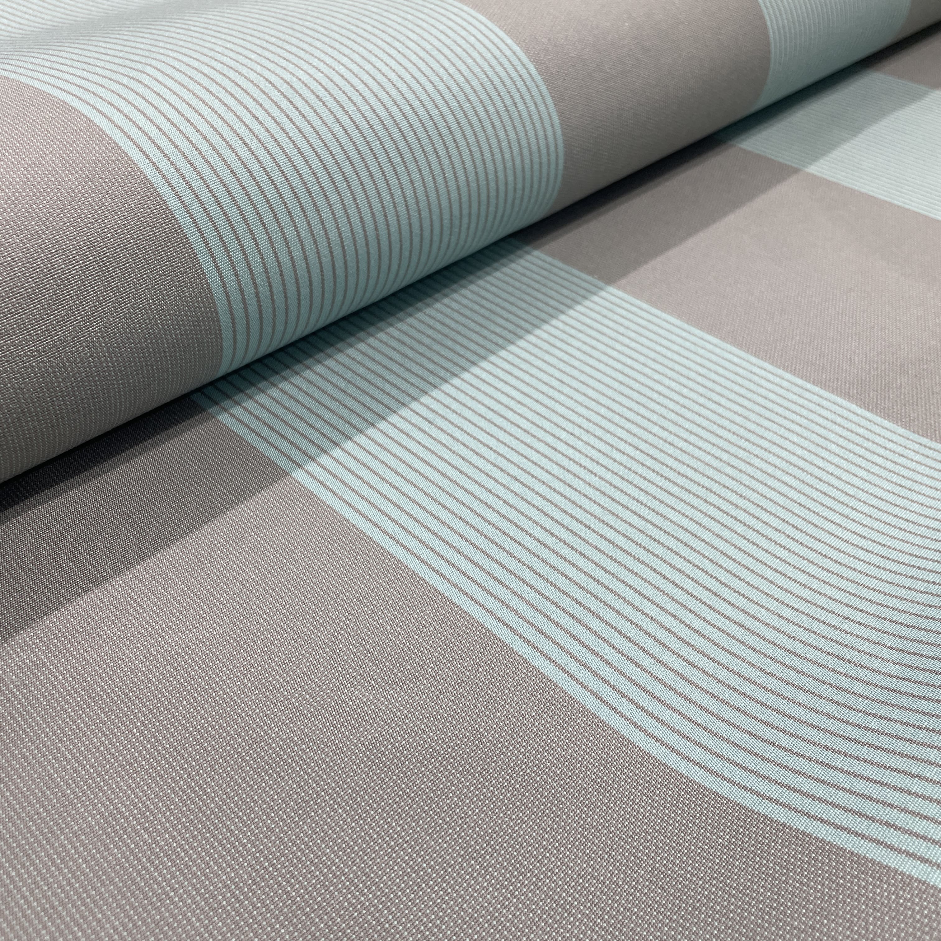 Premium Grey With Turquoise Blue Stripes Acrylic Fabric