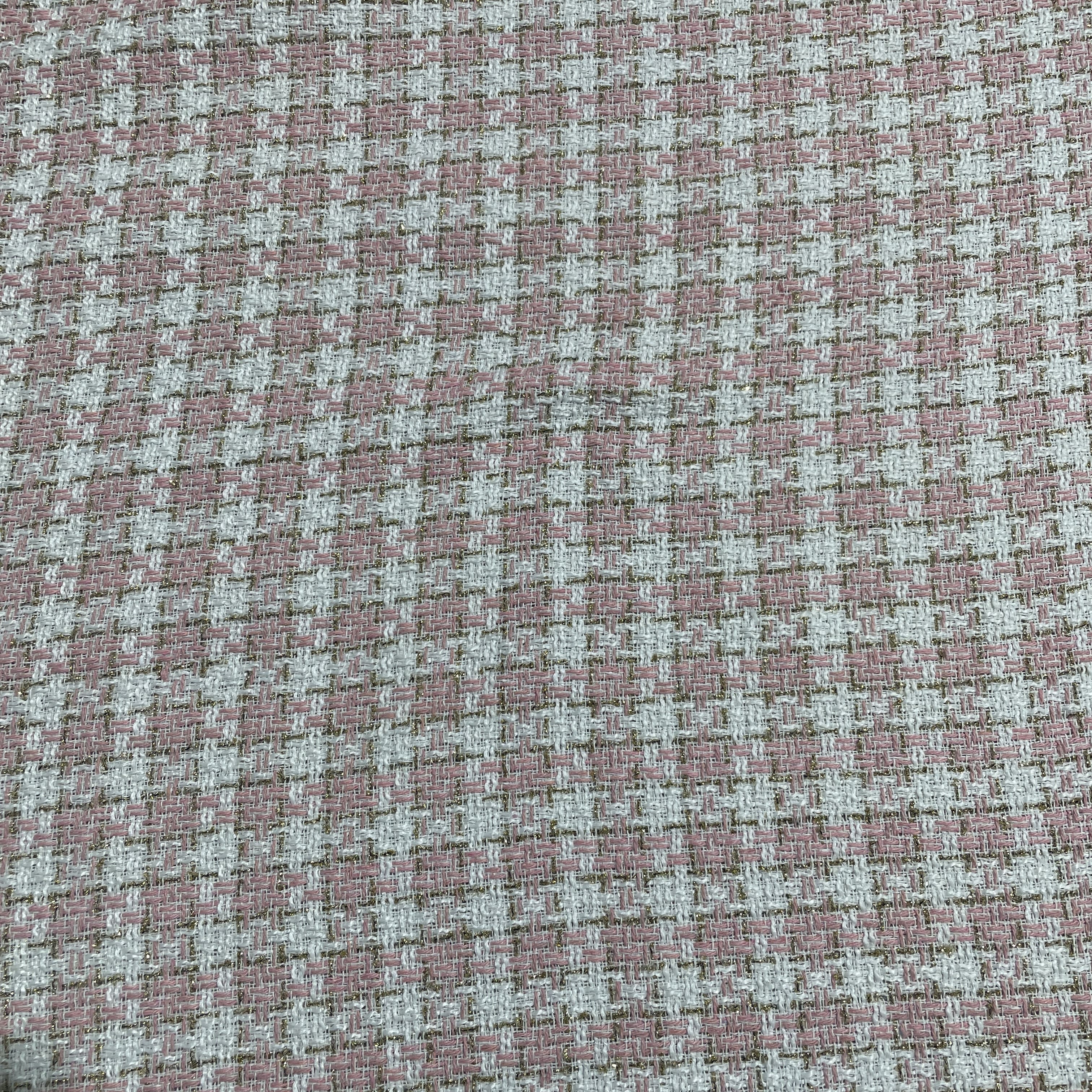 Premium White & Light Pink Check With Lurex Tweed Fabric - Image 2