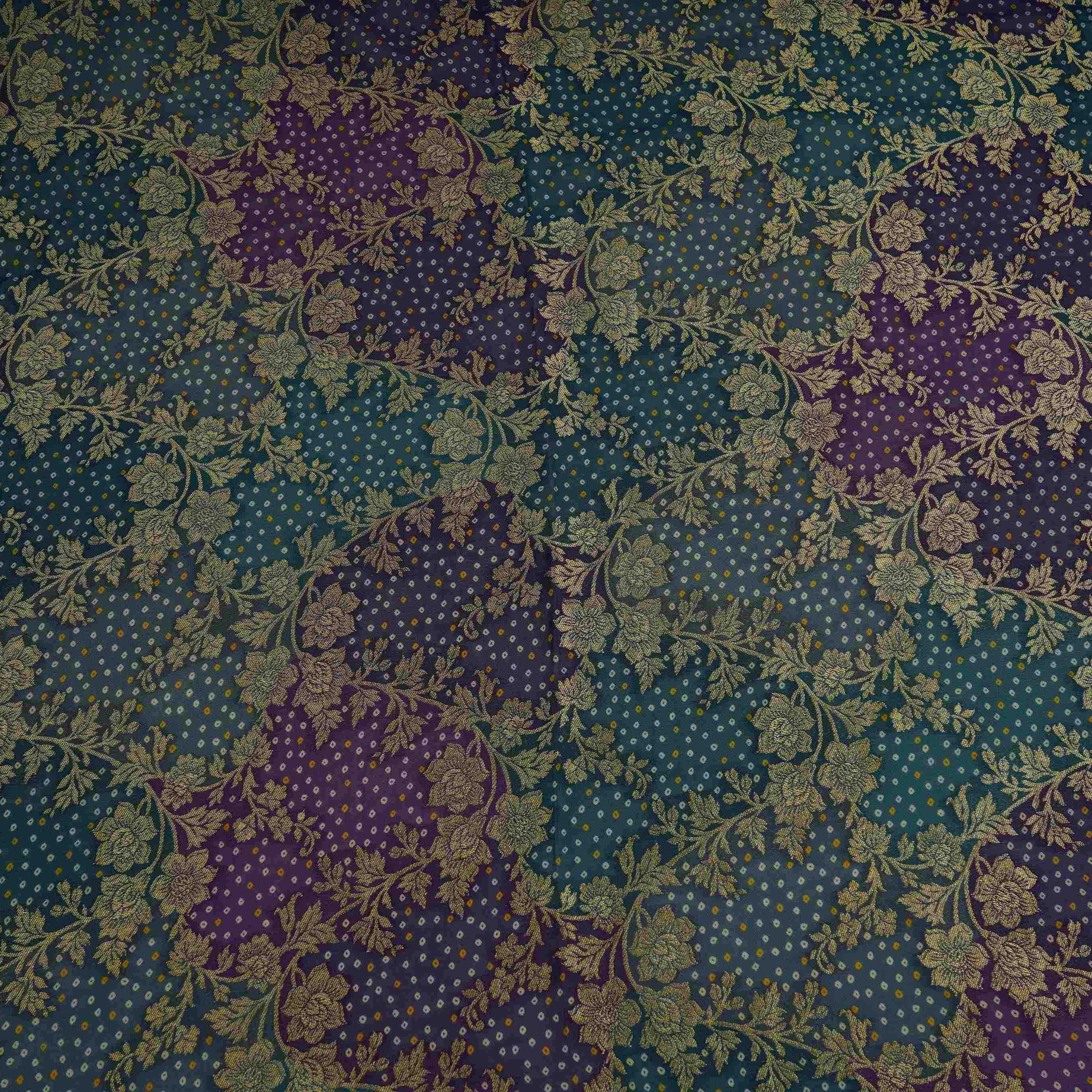 Purple Bandhani floral Georgette Jaal Fabric MTI-31546 - Image 2