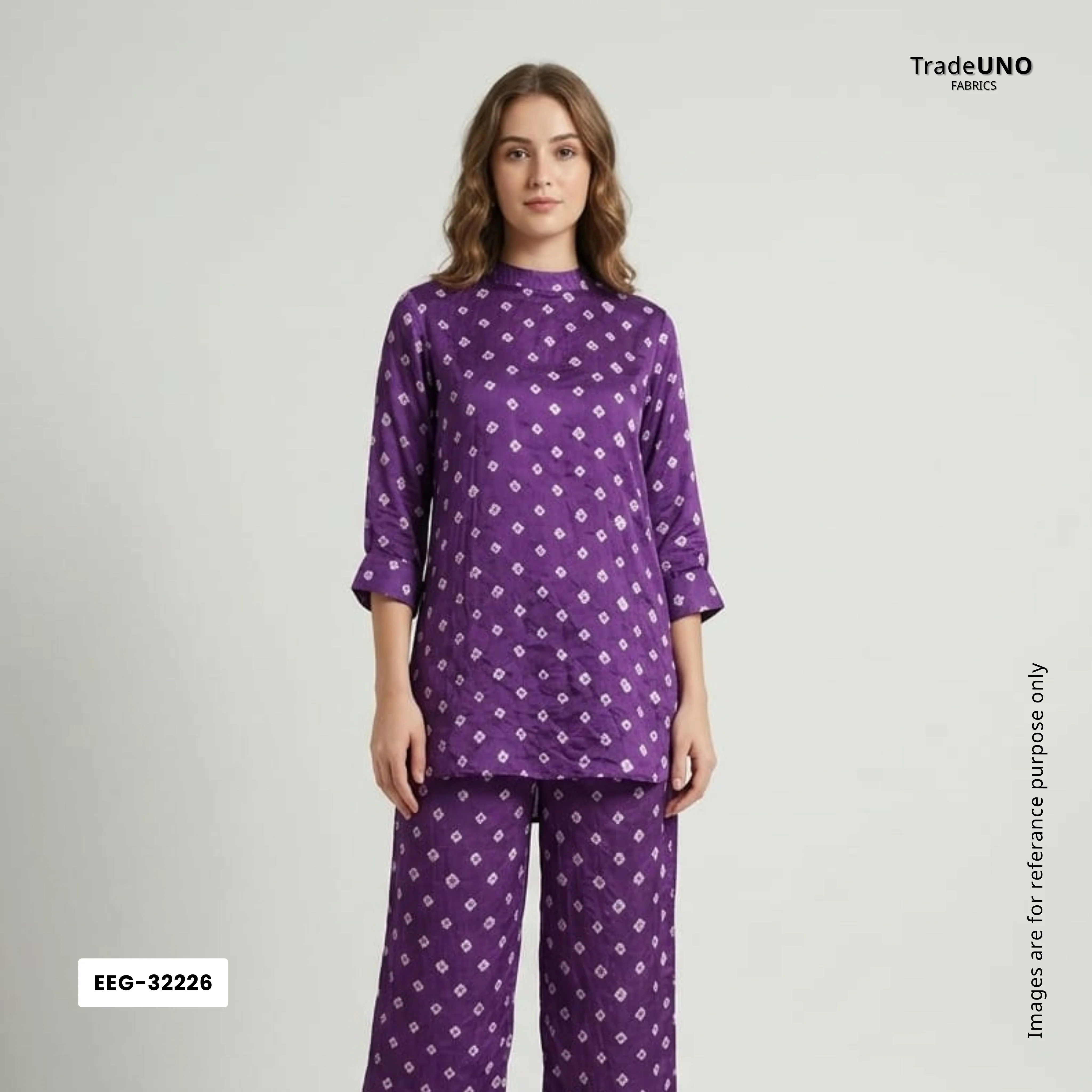 Purple Bandhani Print Modal Satin Fabric EEG-32226 - Image 6