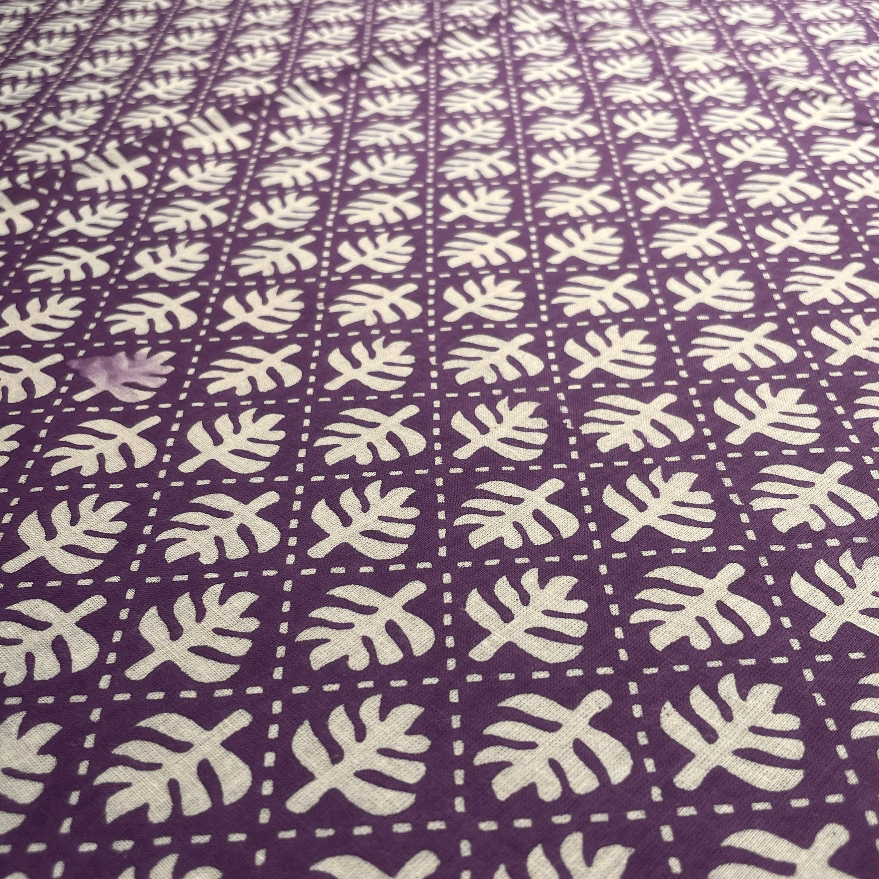 Purple Dabu Print Cotton Fabric