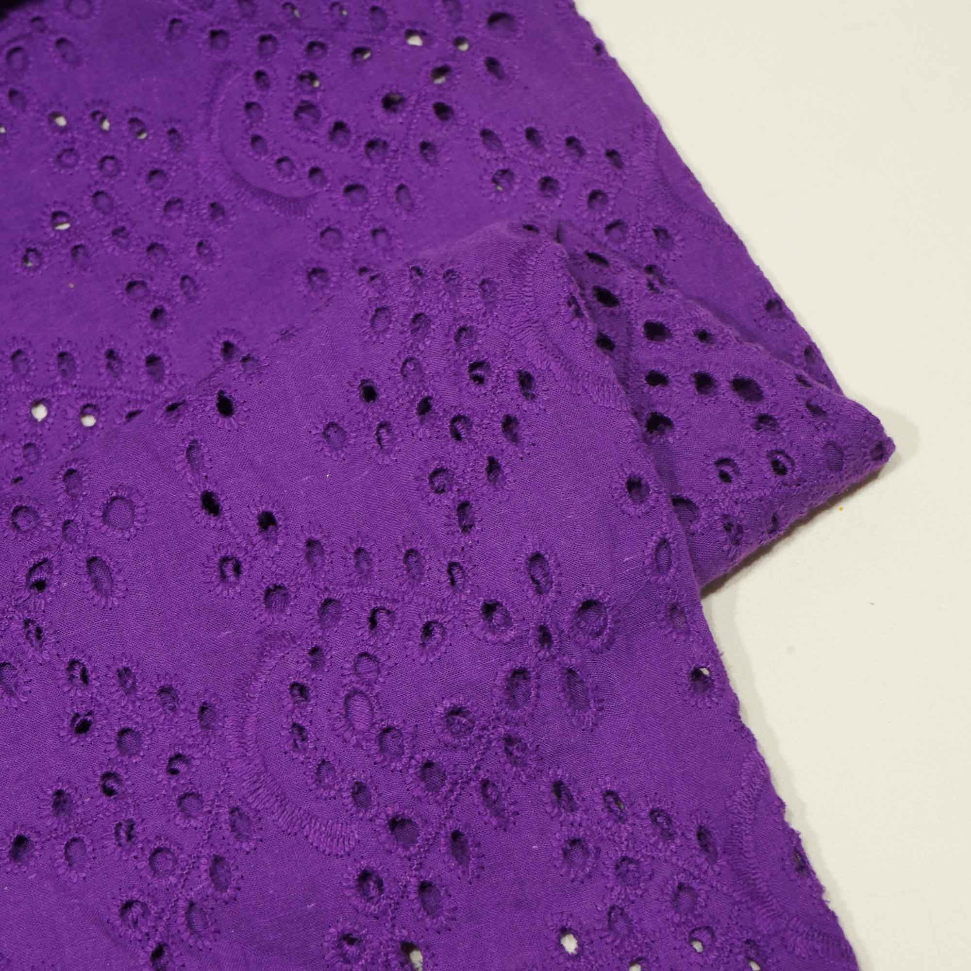 Purple Embroidery Cotton Schiffli SKE-9727 - Image 2