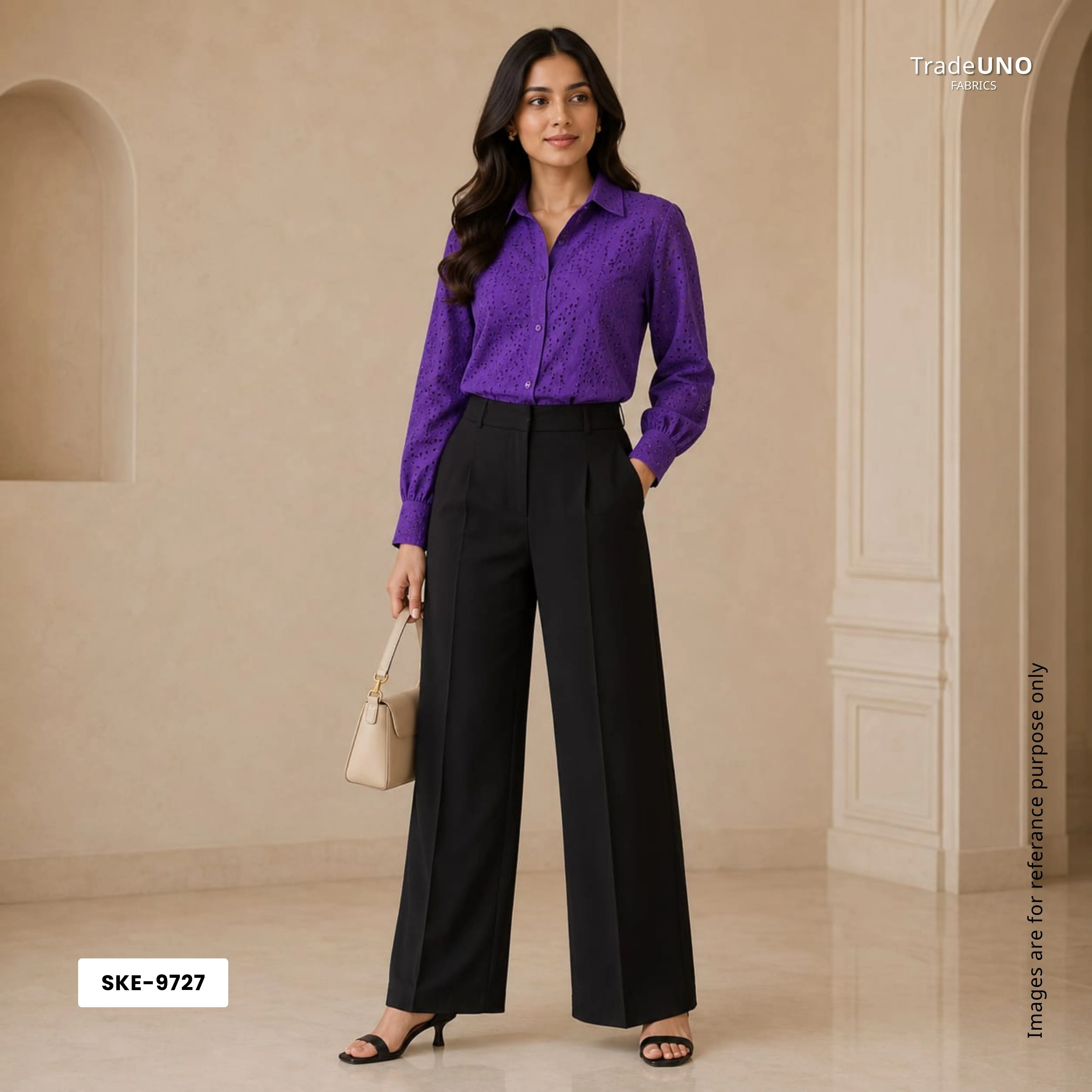 Purple Embroidery Cotton Schiffli SKE-9727 - Image 5