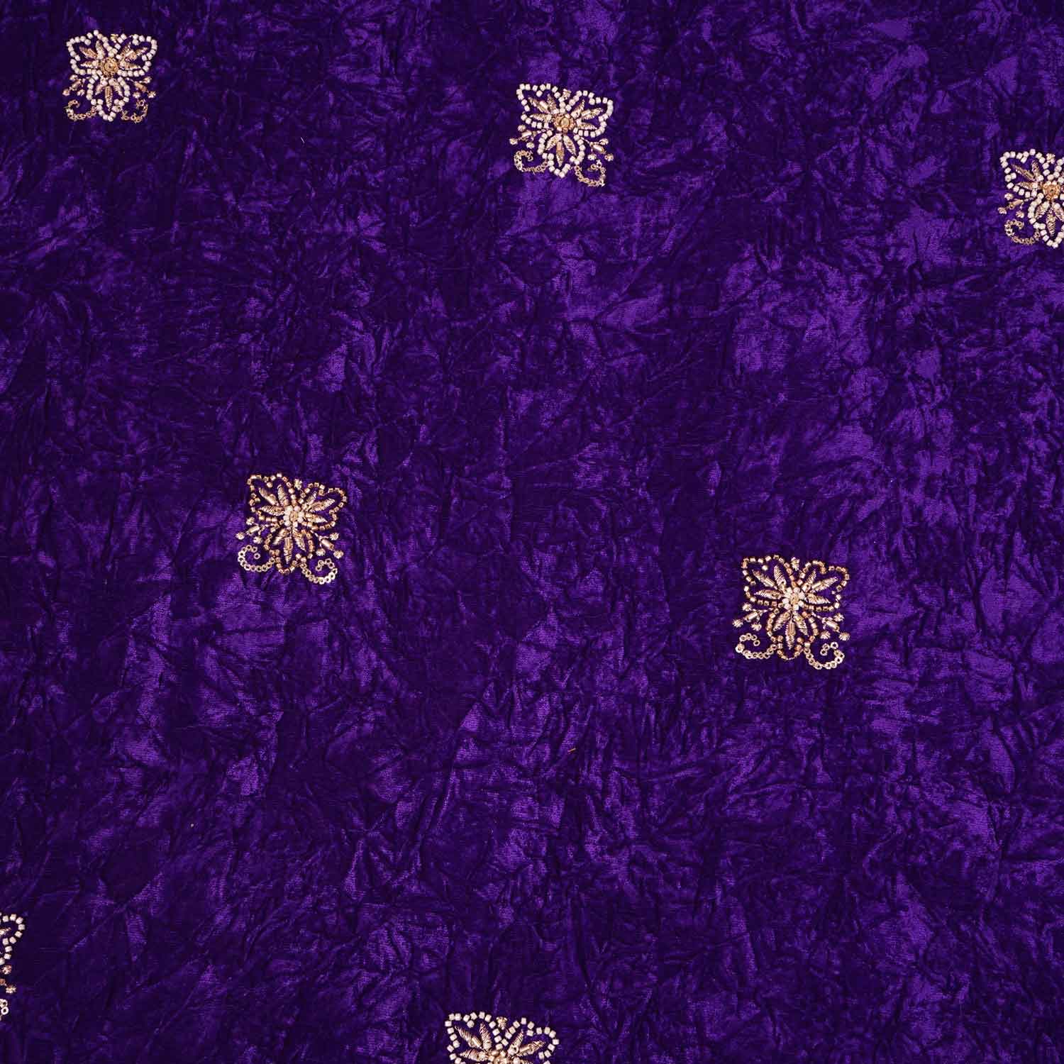 Purple Floral Cutdana Crushed Velvet 9000 SC-27989 - Image 4