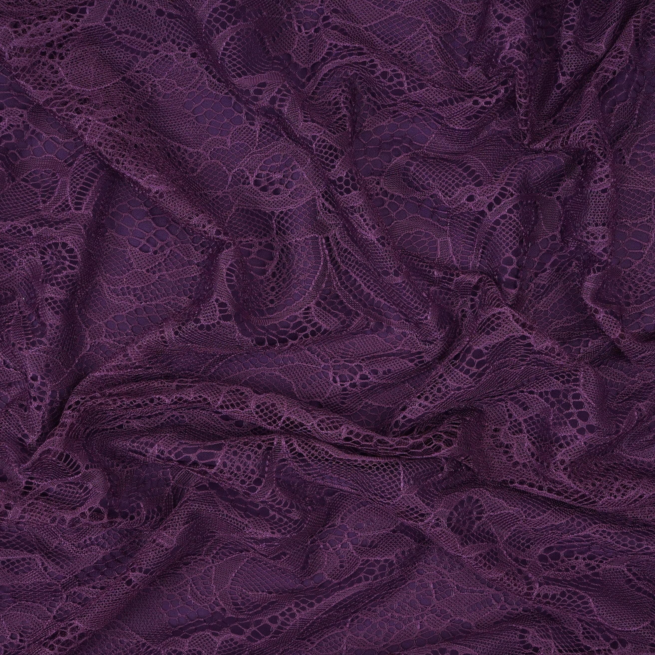 Purple Floral Embroidery Lace Fabric LI-32190 - Image 3
