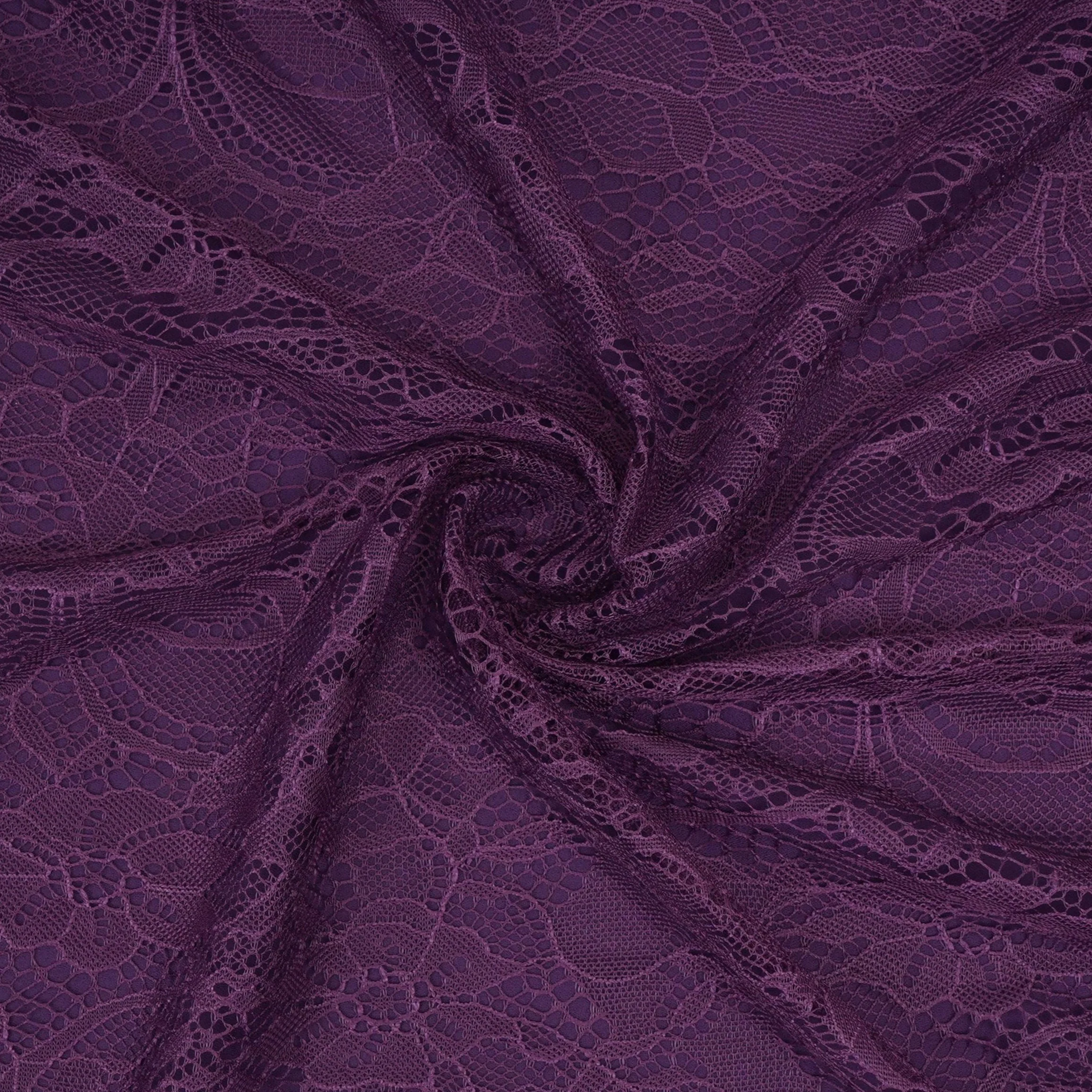 Purple Floral Embroidery Lace Fabric LI-32190 - Image 4