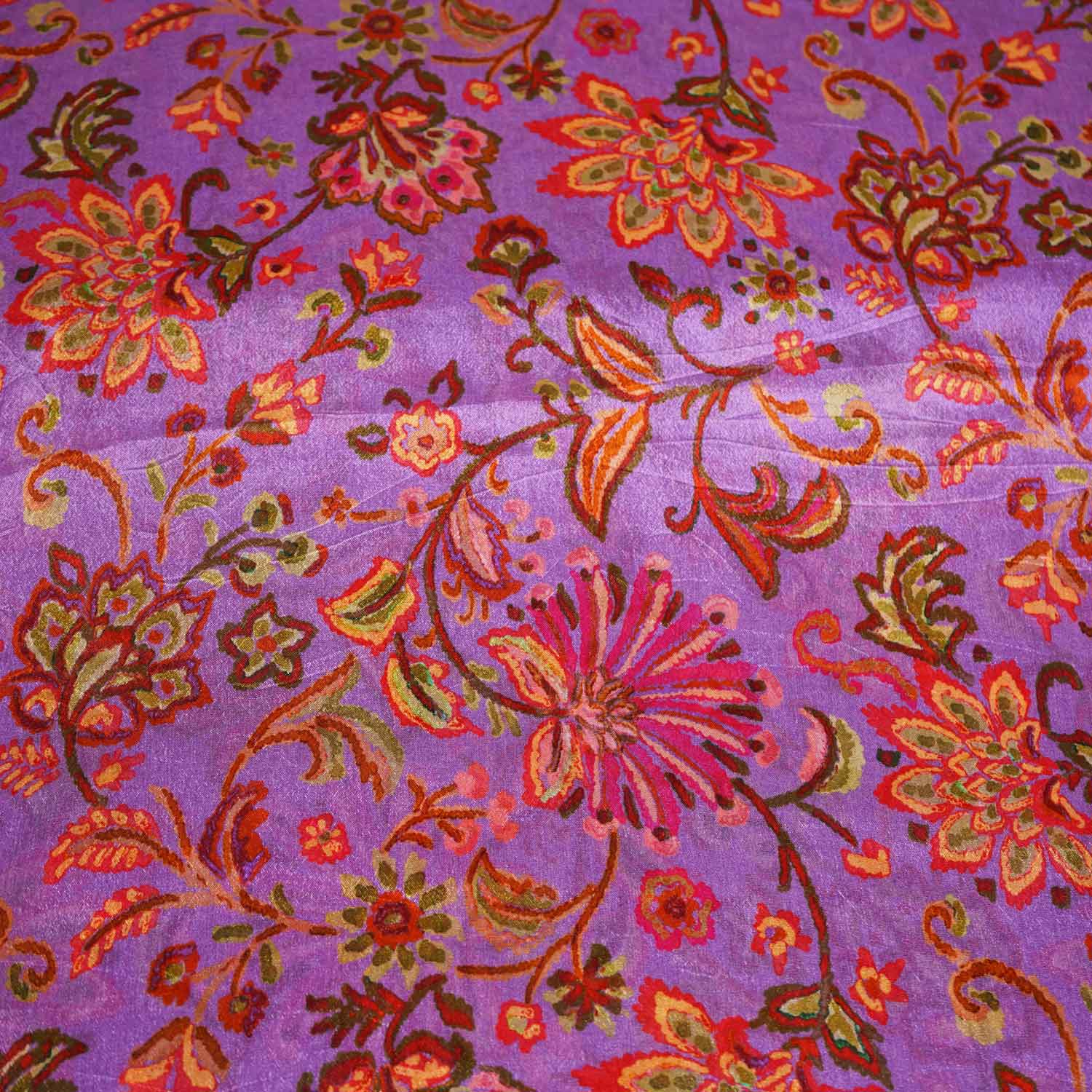 Purple Floral Print Chinon Fabric NF-27569 - Image 4