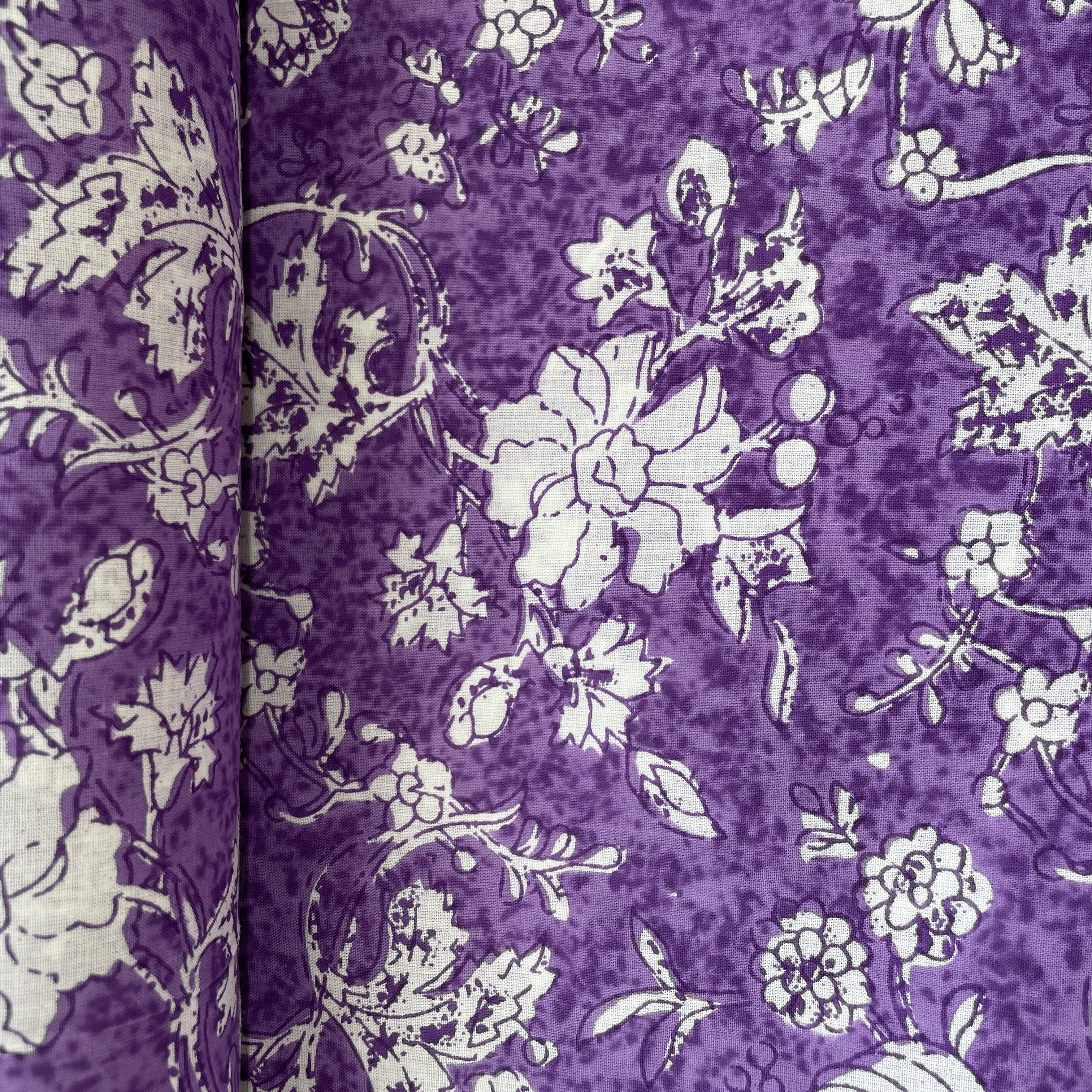 Purple Floral Print Cotton Fabric 16217 - Image 3