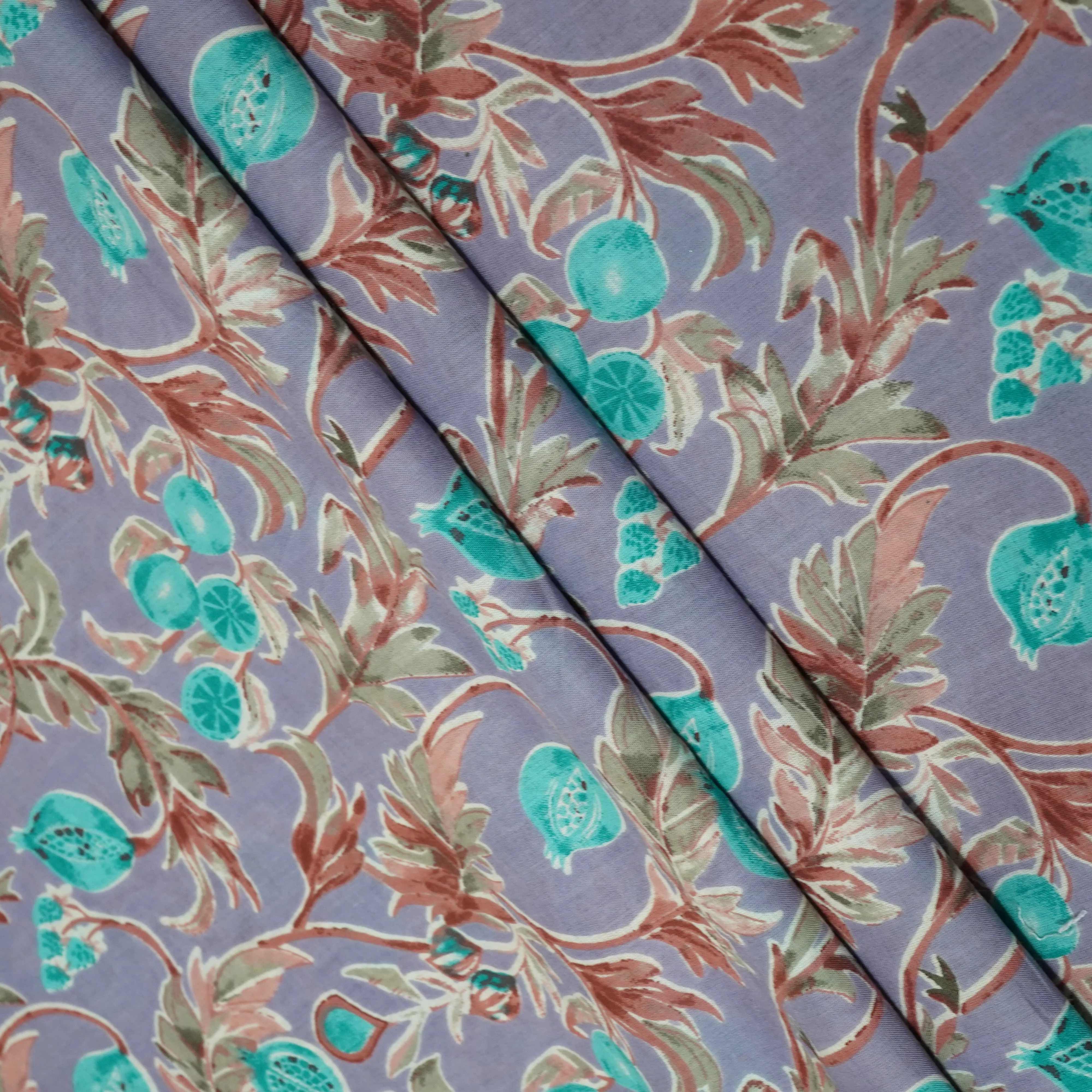 Purple Floral Print Cotton Fabric 23450 - Image 3