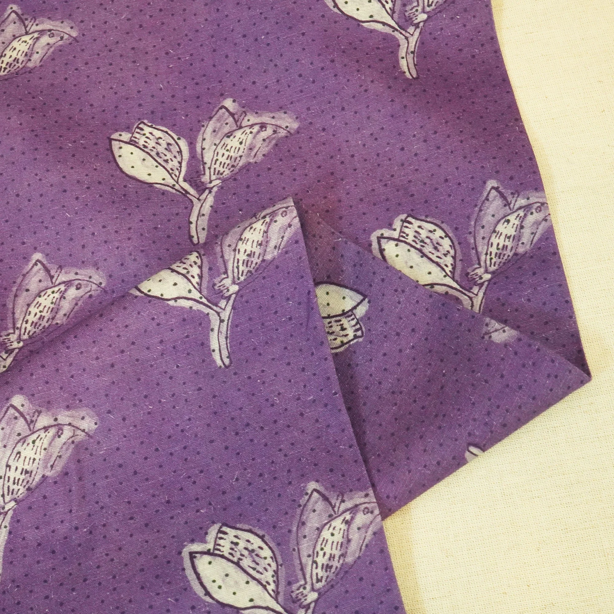 Purple Floral Print Linen Fabric RM-24619 - Image 2