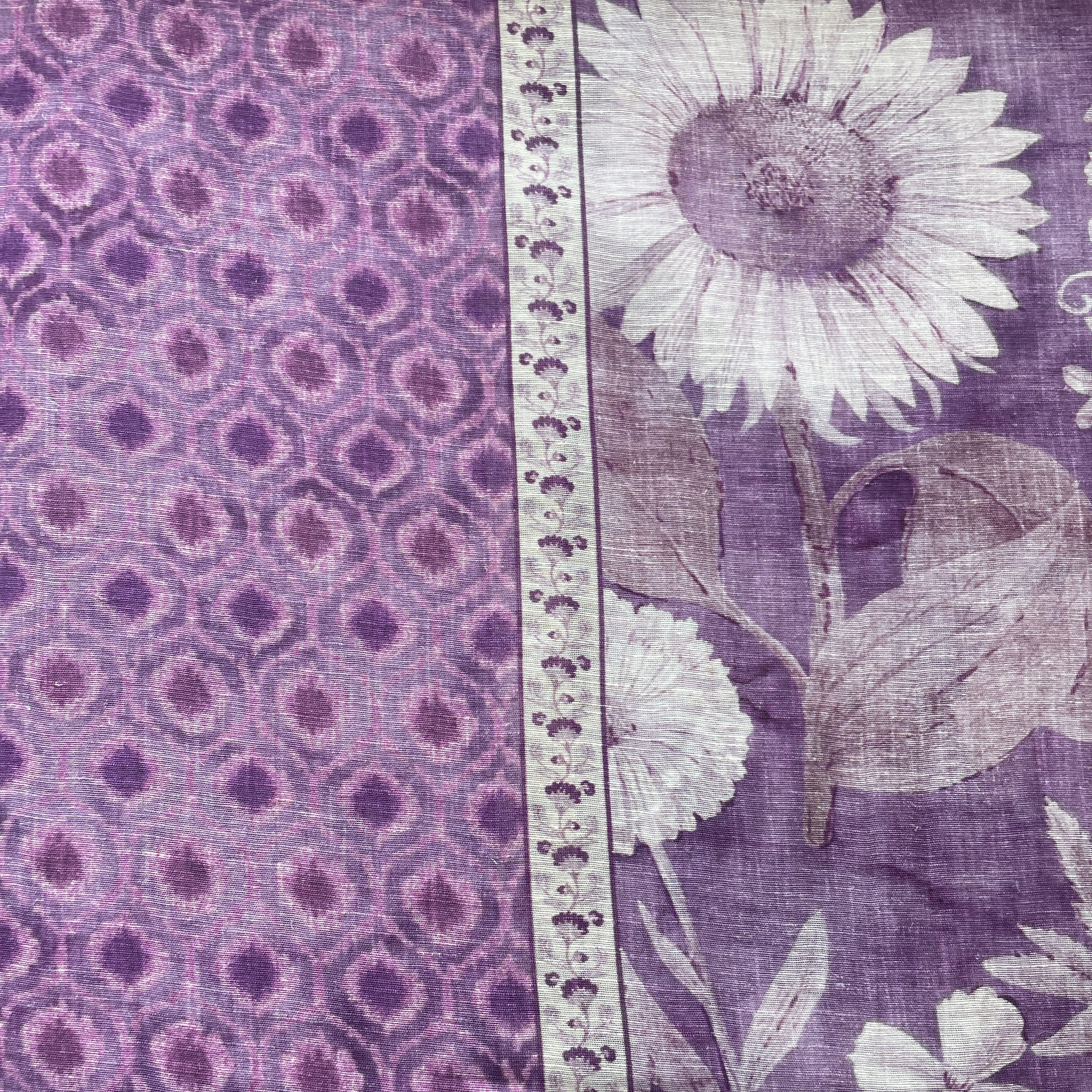 Purple Floral Print Linen Organza Fabric 17610 - Image 2