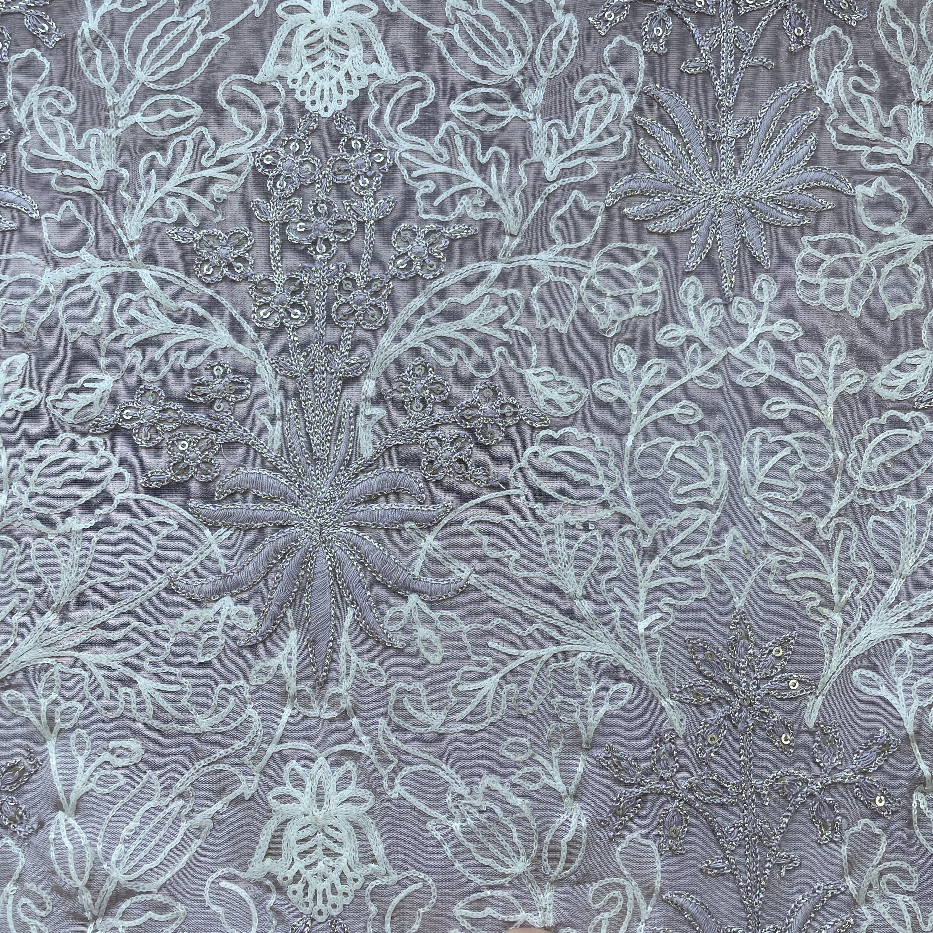 Purple Floral Sequins Dyeable Tissue Fabric 16261 - Image 2
