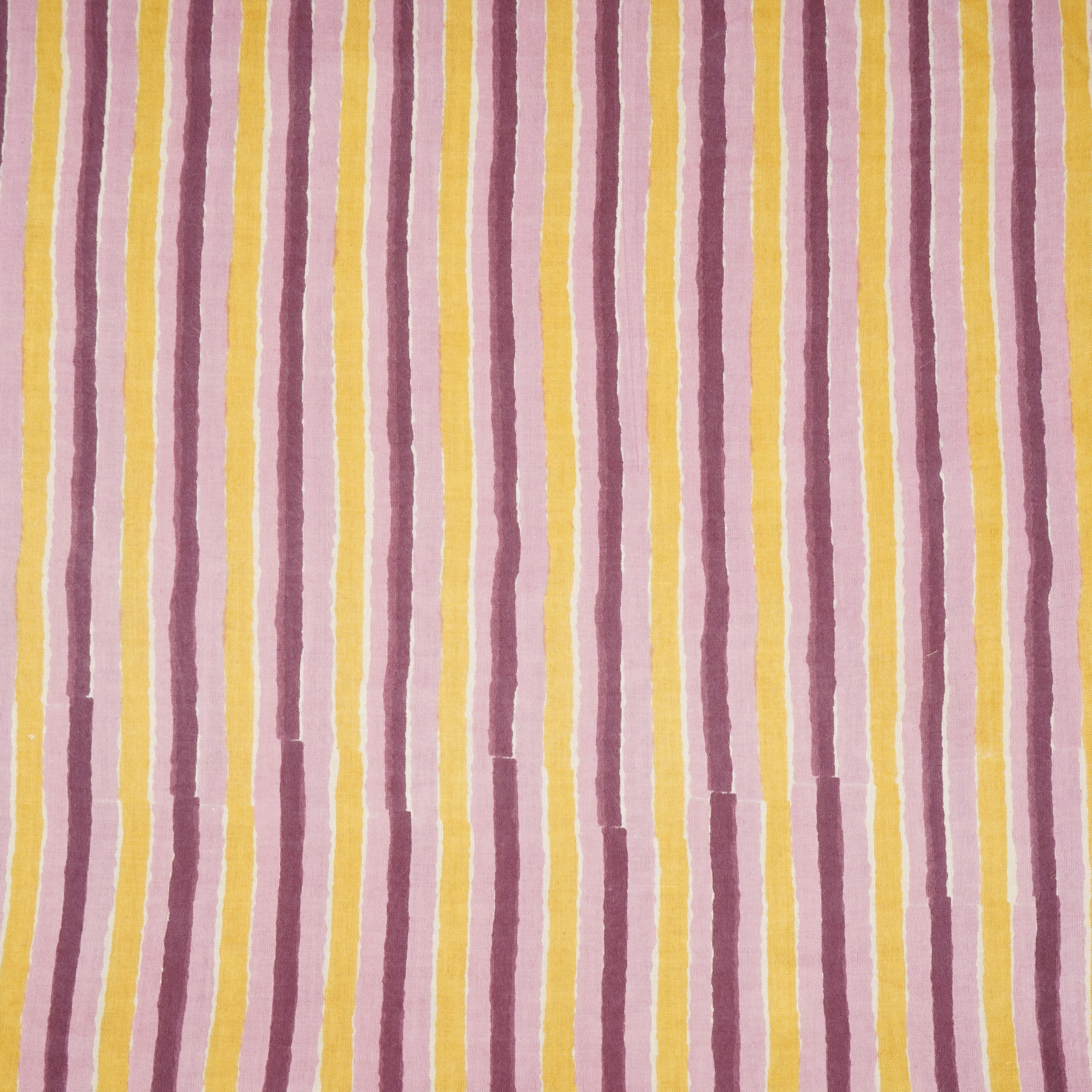 Purple & Green Stripes Print Cotton Fabric PB-29743 - Image 2