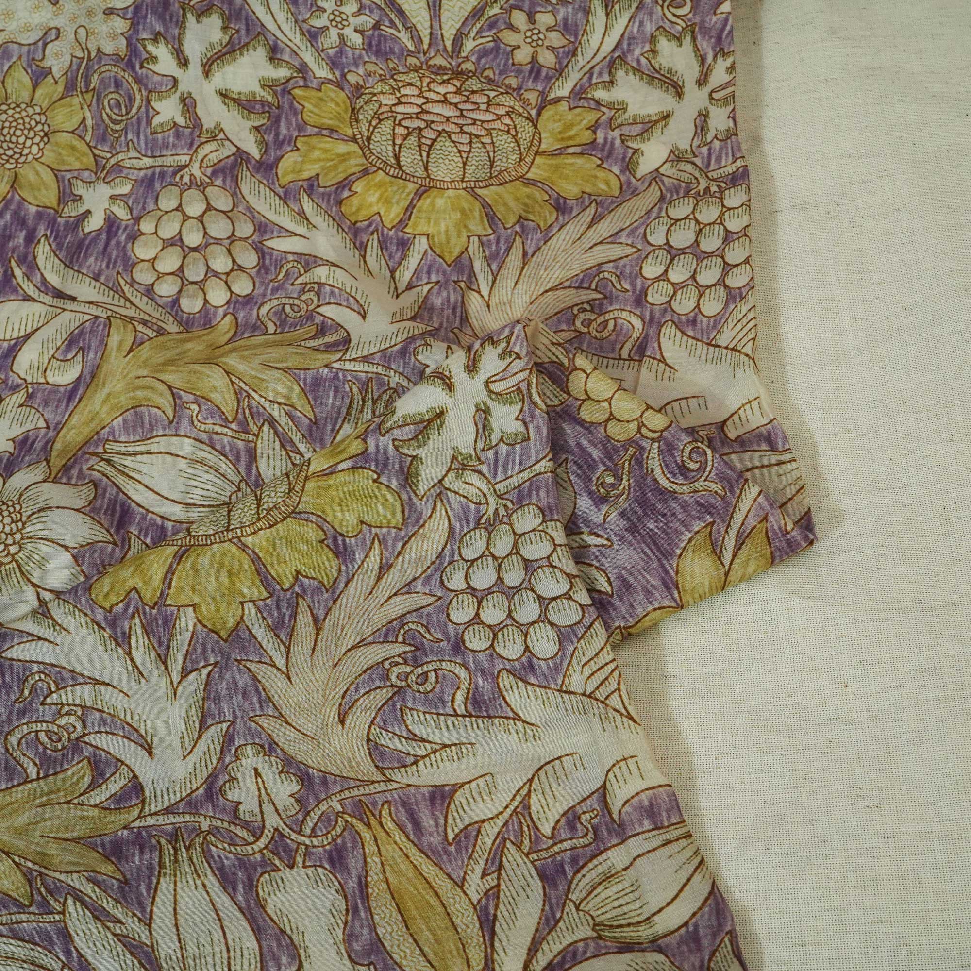 Purple Handpainted Floral Print Muslin Fabric GT-24685 - Image 2