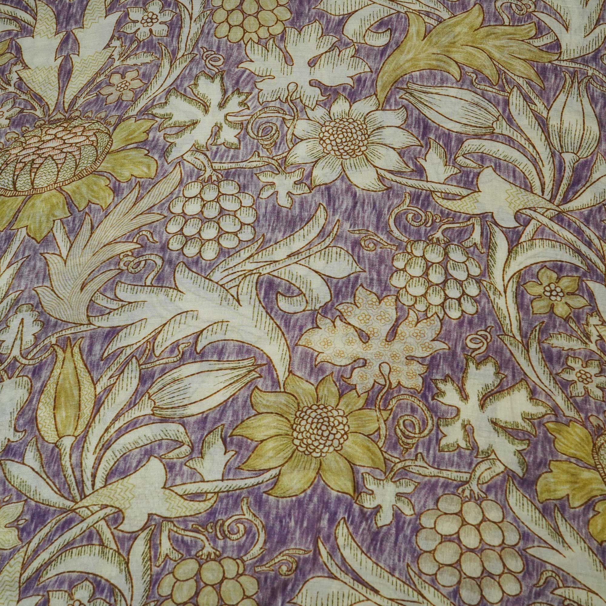 Purple Handpainted Floral Print Muslin Fabric GT-24685 - Image 4