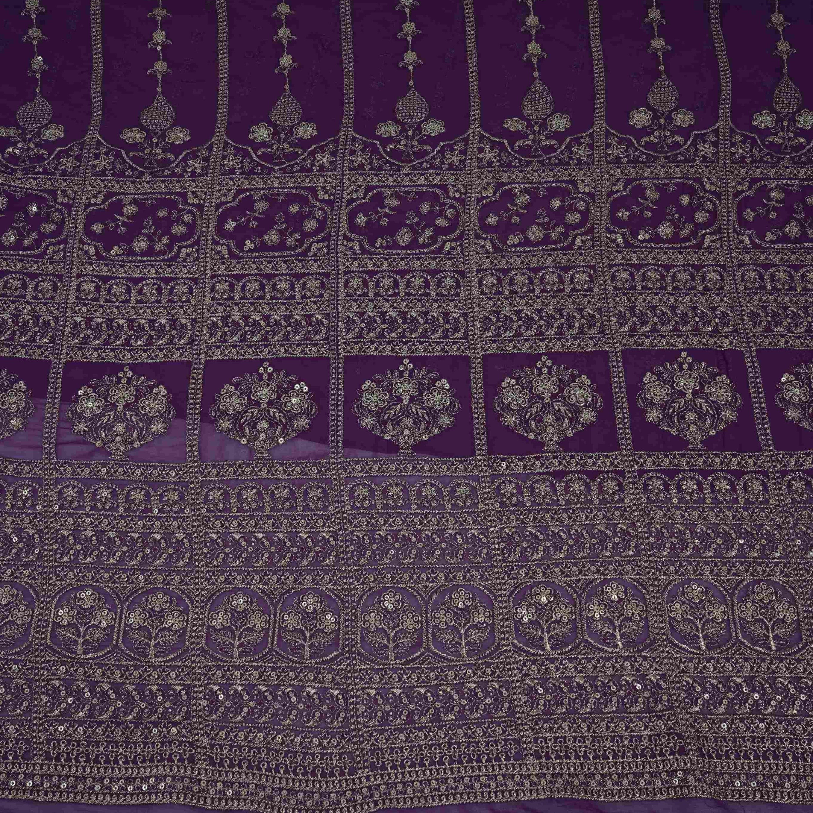 Purple Heavy Zari Sequins Embroidery Georgette Fabric DR-32388 - Image 2