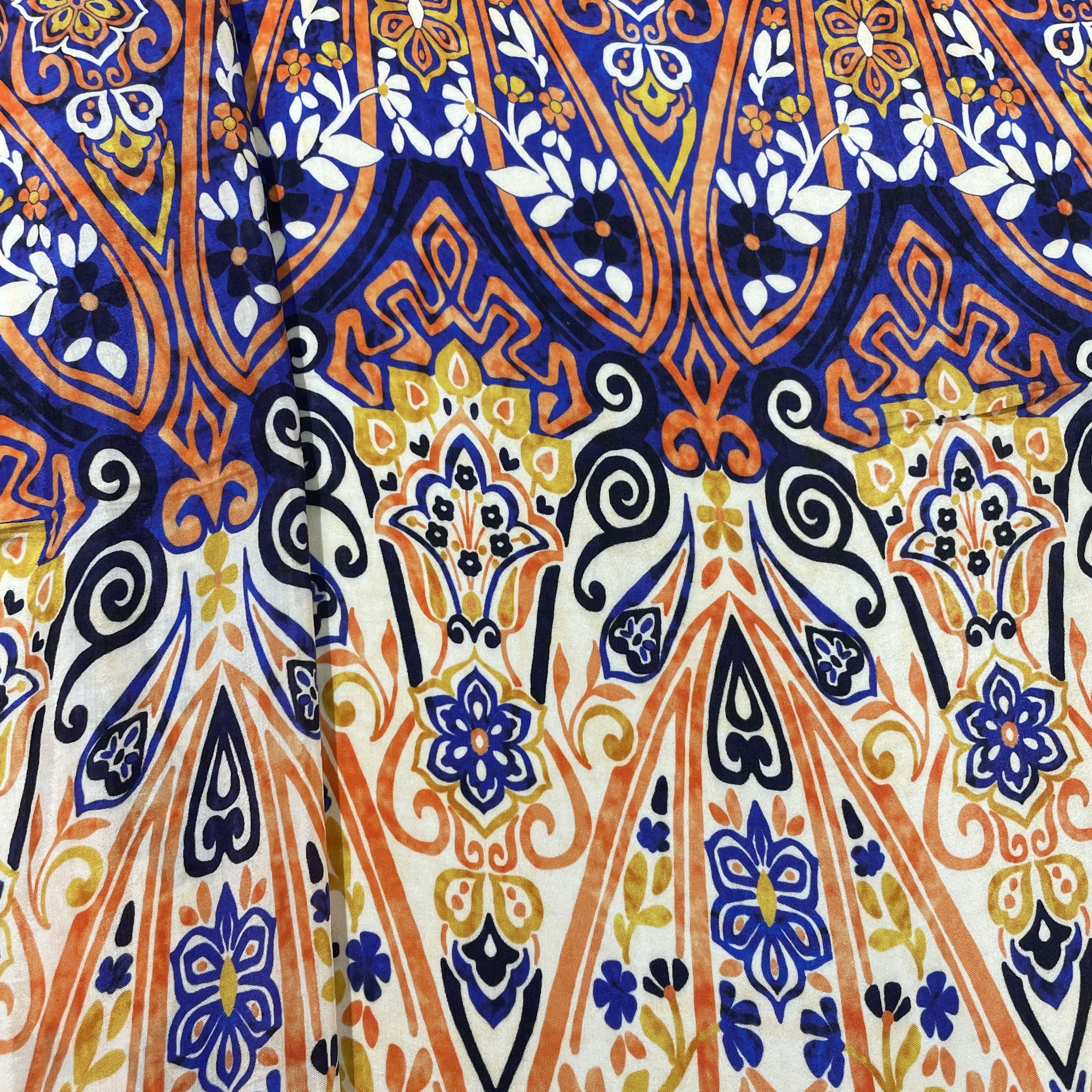 Purple Multicolor Print Viscose Muslin Fabric - Image 2
