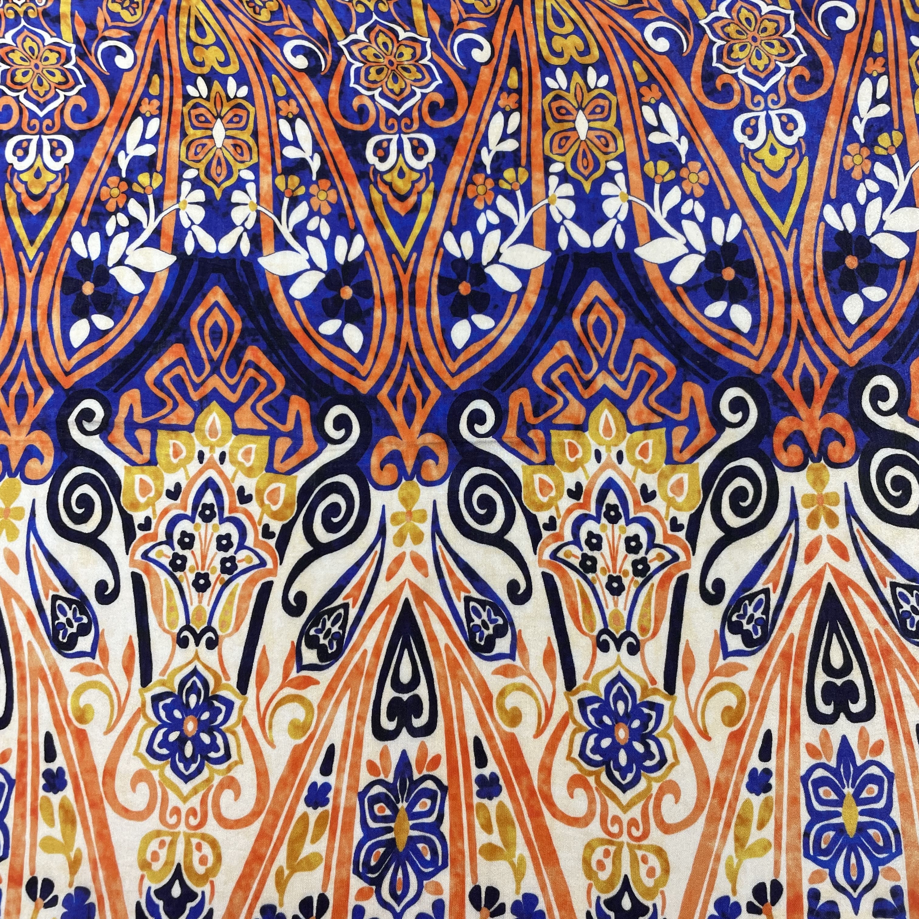Purple Multicolor Print Viscose Muslin Fabric - Image 3