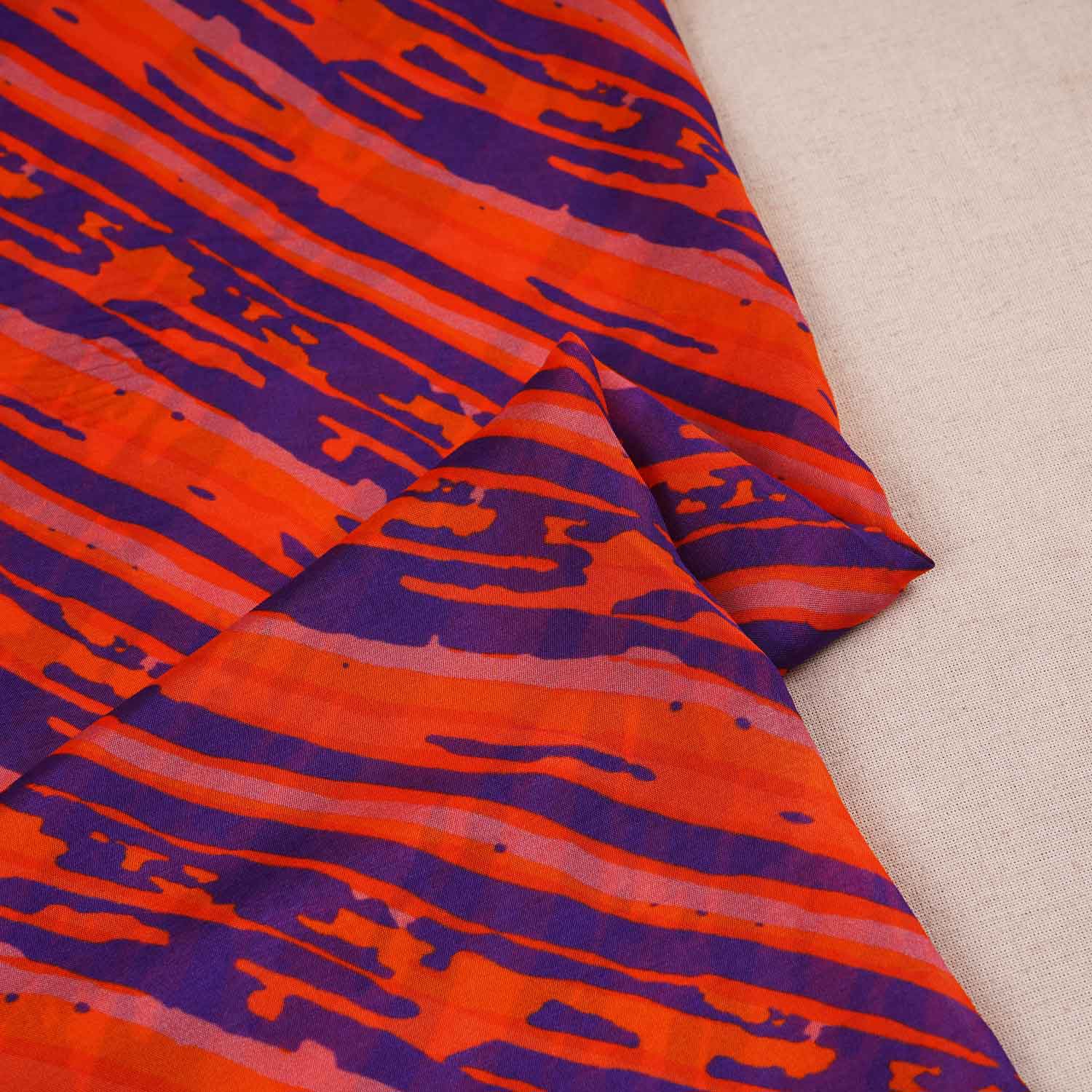 Purple & Orange abstract print Viscose Organza Fabric MF-27523 - Image 3