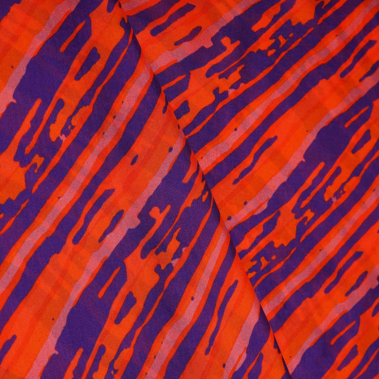 Purple & Orange abstract print Viscose Organza Fabric MF-27523 - Image 4