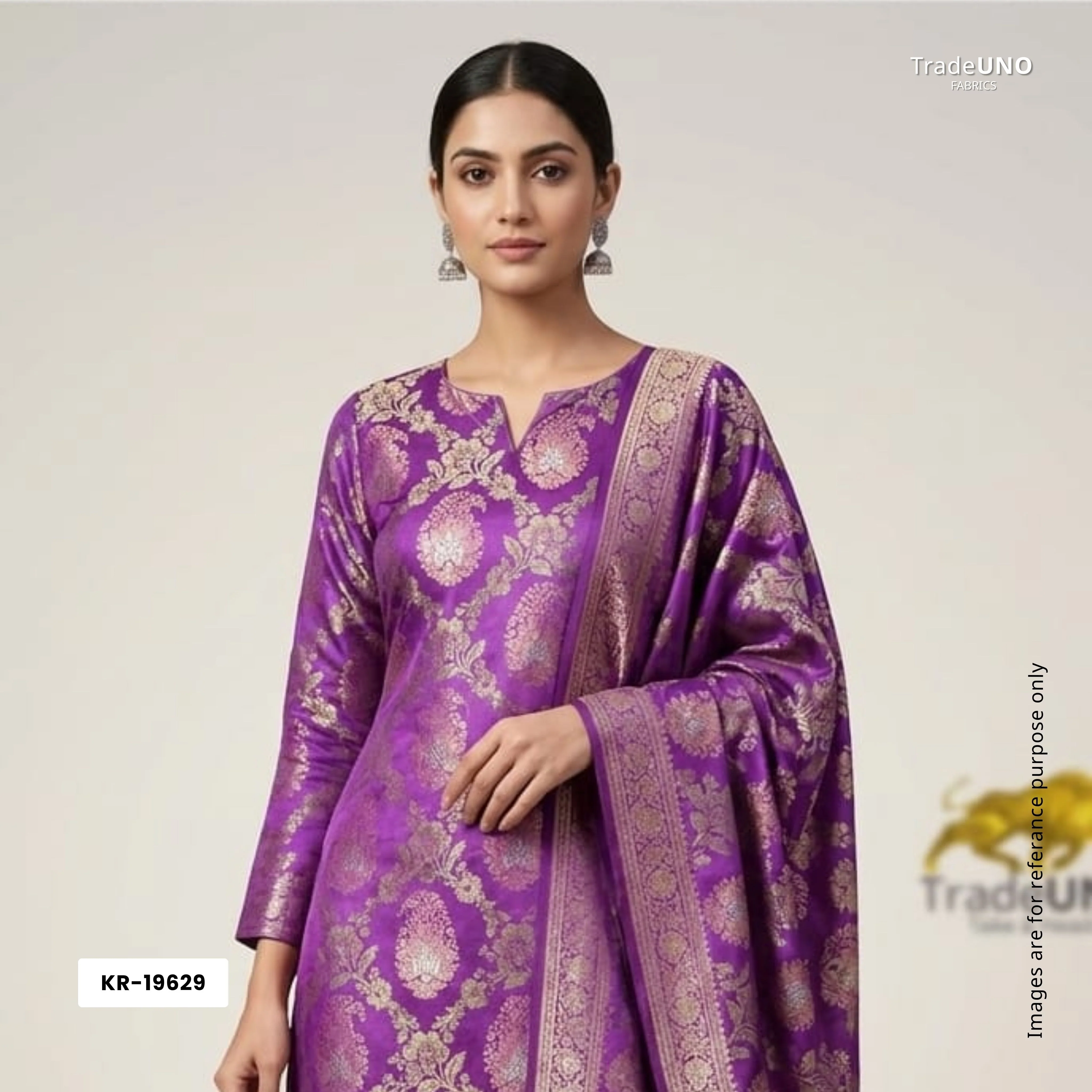 Purple Paisley Tanchui Silk Fabric KR-19629 - Image 5