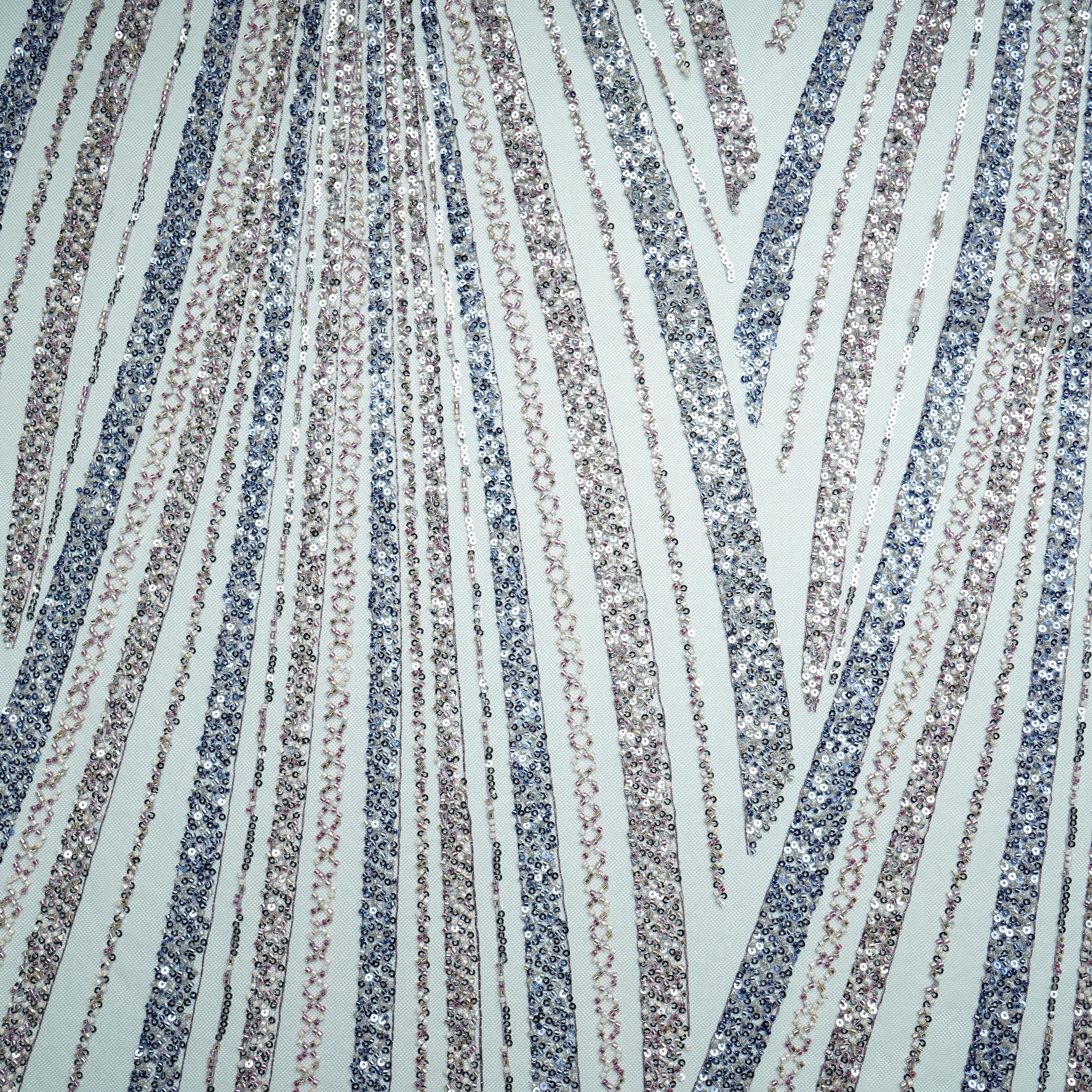 Purple Pearl Heavy Sequins Embroidery Net Fabric 15011 - Image 3
