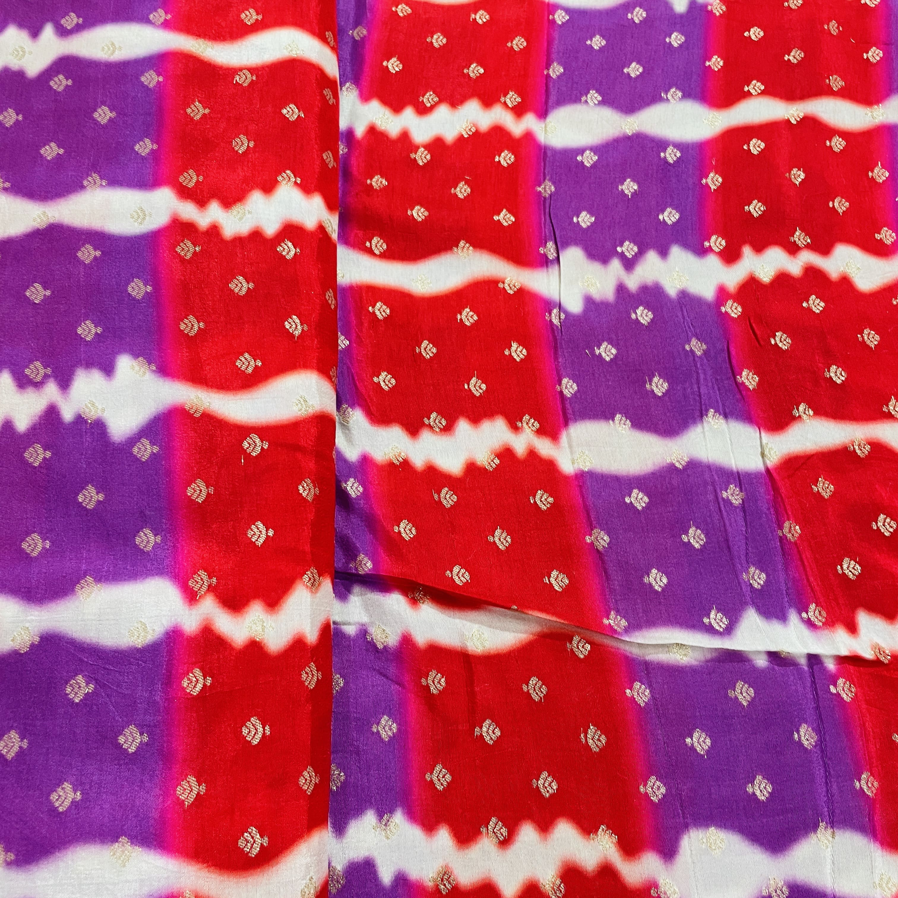 Purple & Red Shibhori Print Russian Jacquard Fabric - Image 3