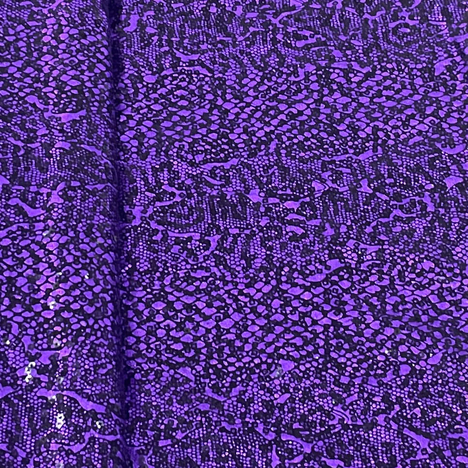 Purple Sequins Embroidery Knitted Lycra Fabric - Image 3