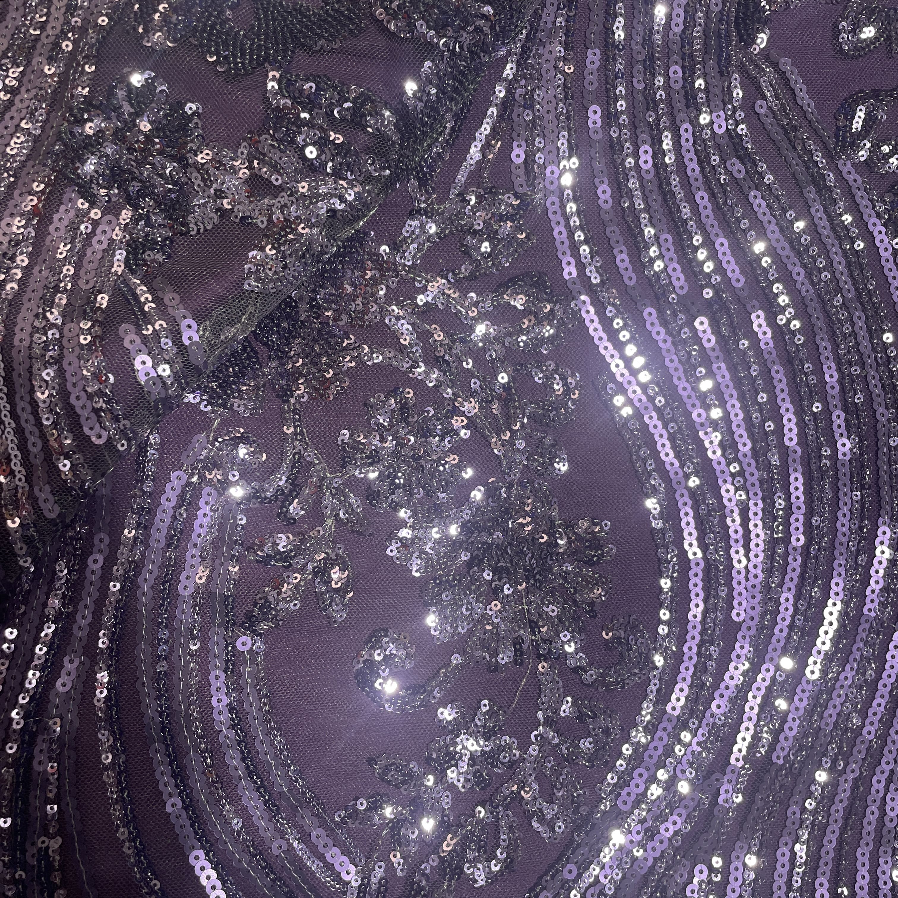 Purple Sequins Embroidery Net Fabric 19977 - Image 2