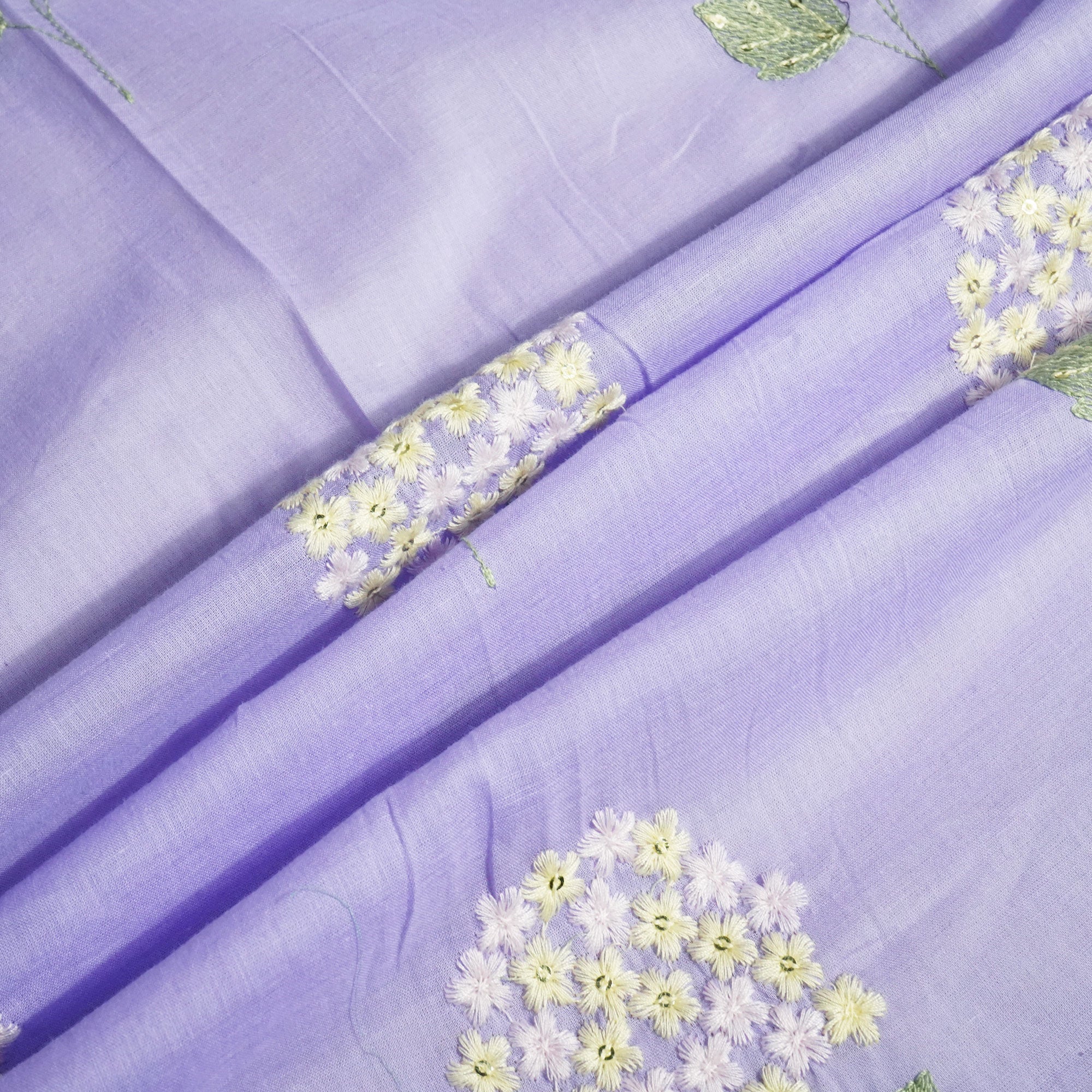 Purple Sequins Thread Embroidery Chanderi Fabric WI-24495 - Image 3