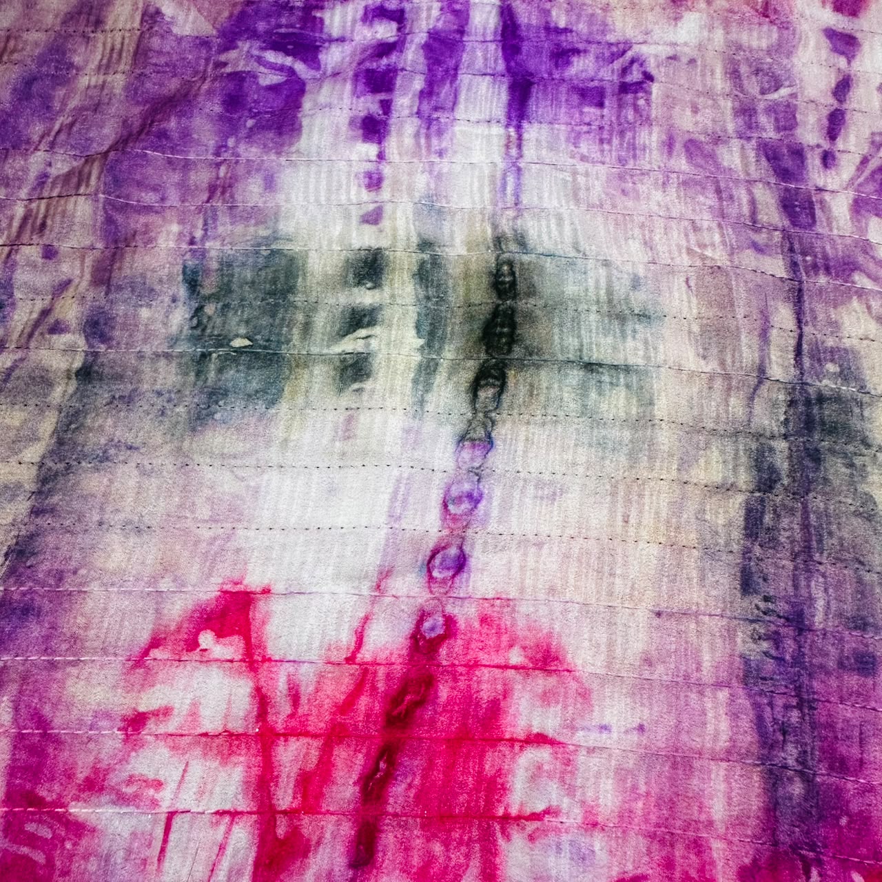 Purple Shibori Embroidery Chinnon Fabric VF-12633 - Image 2
