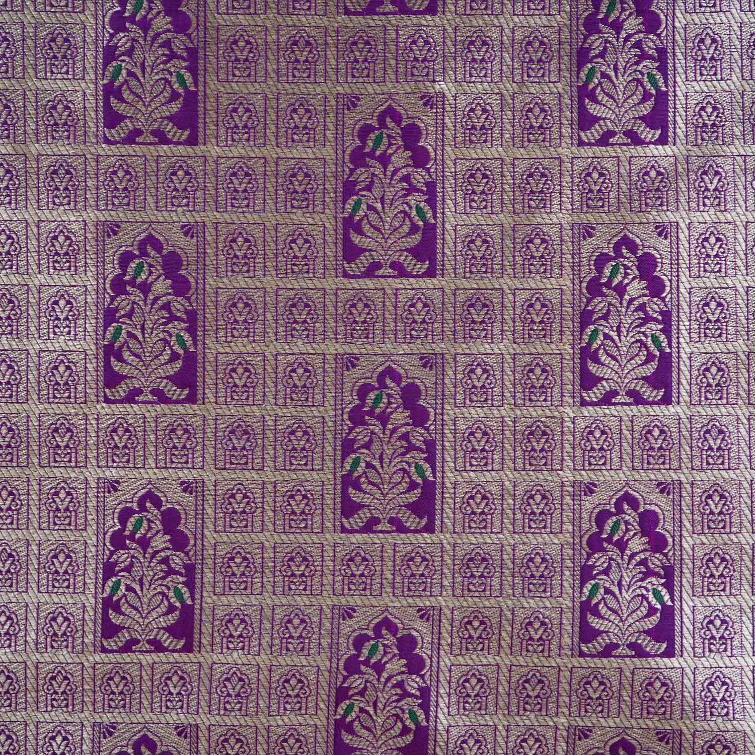 Purple Silver Jharokha Brocade Fabric NH-28917 - Image 4