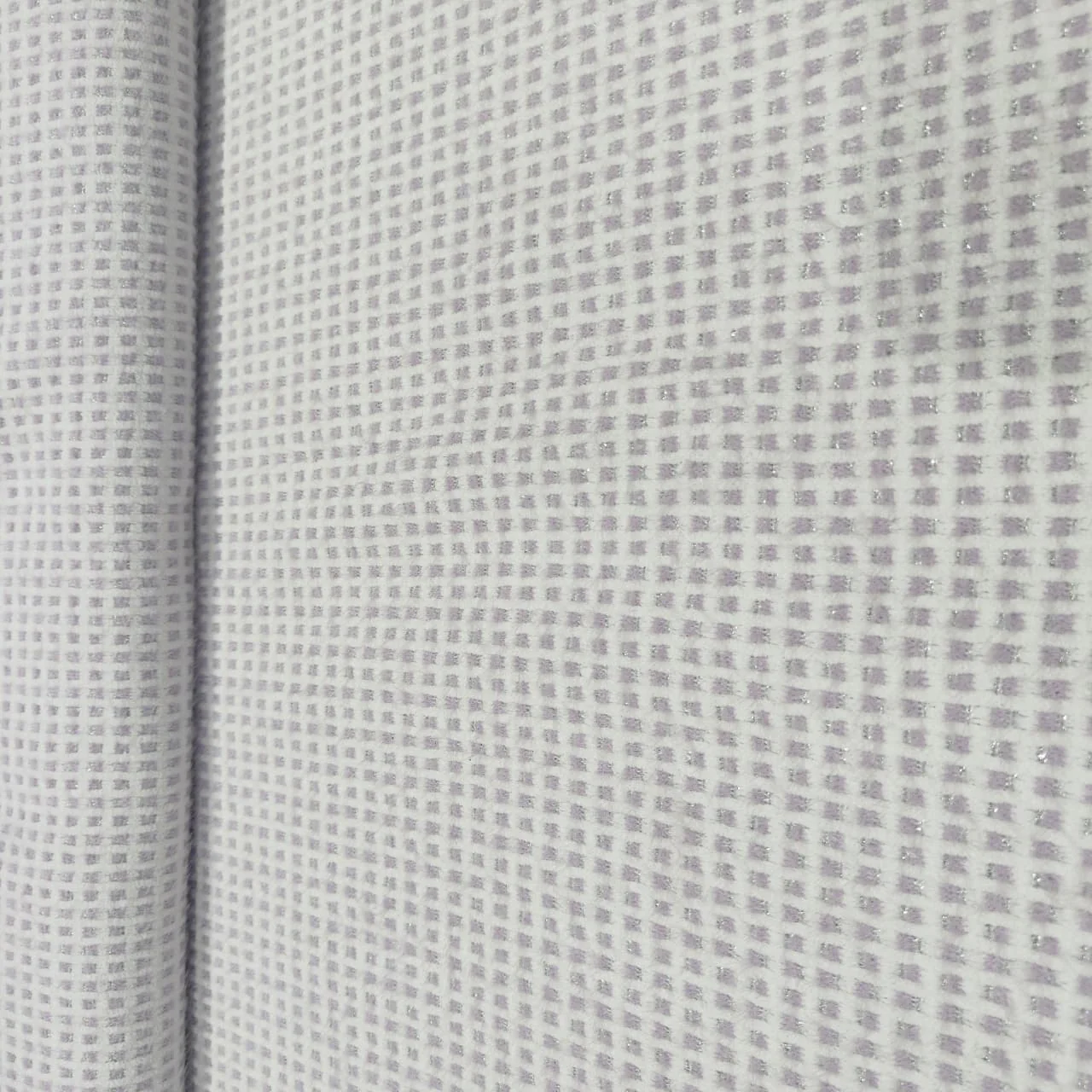 Purple White Check Print Woollen Tweed Fabric CH-13965 - Image 3