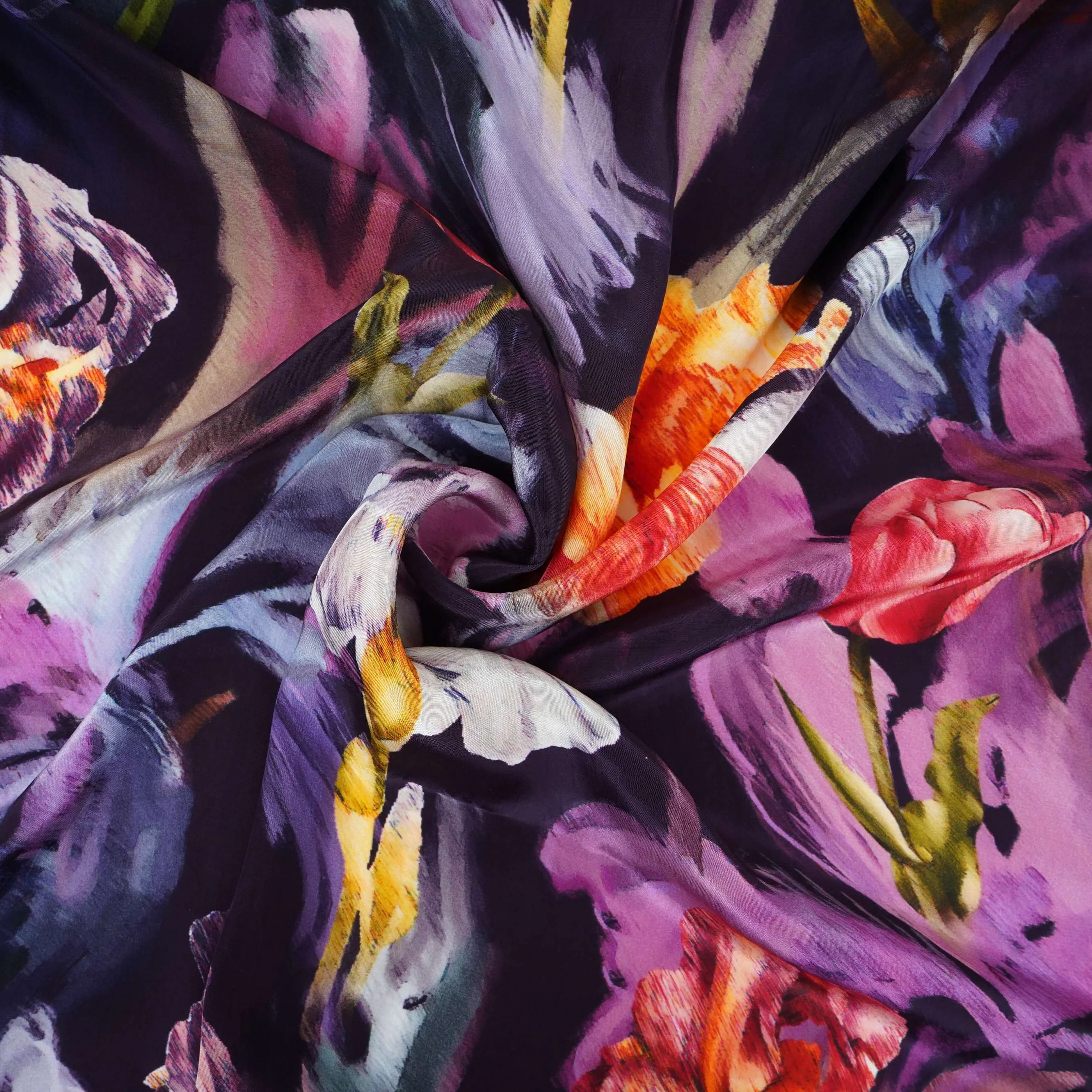 Purple with Black Abstract print Crepe Fabric NVC-31826 - Image 4