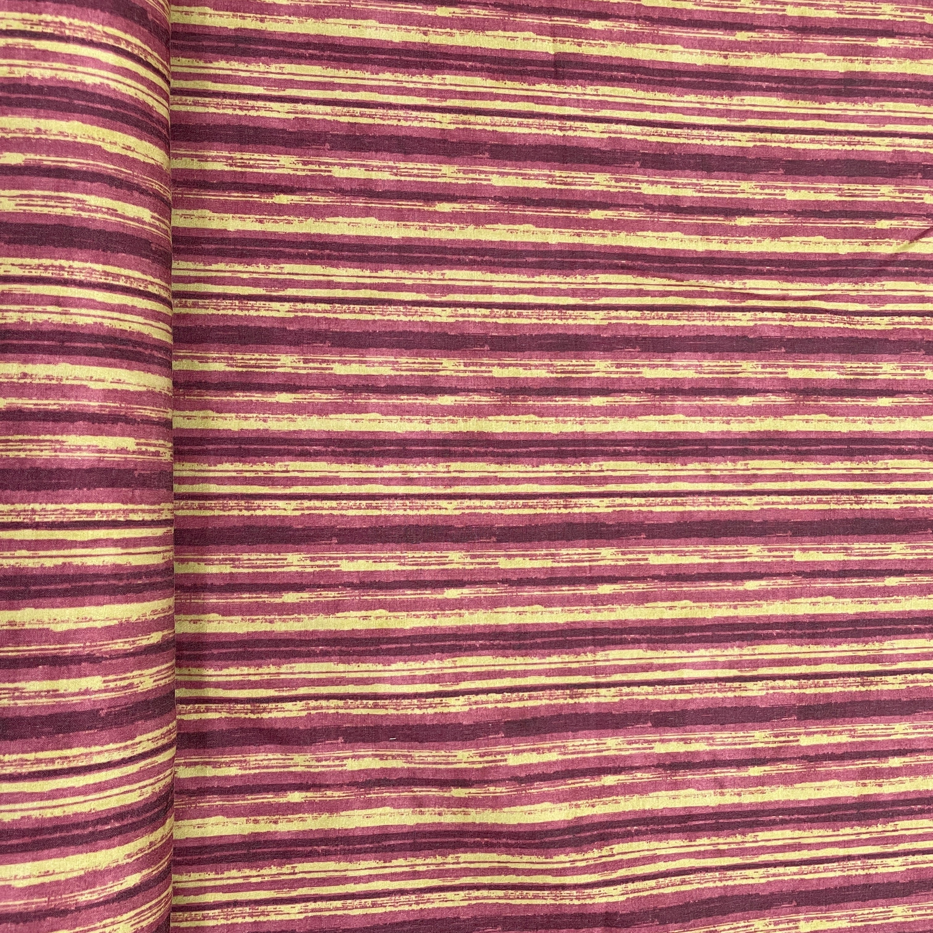 Purple Yellow Stripe Print Cotton Satin Fabric 15 - Image 3