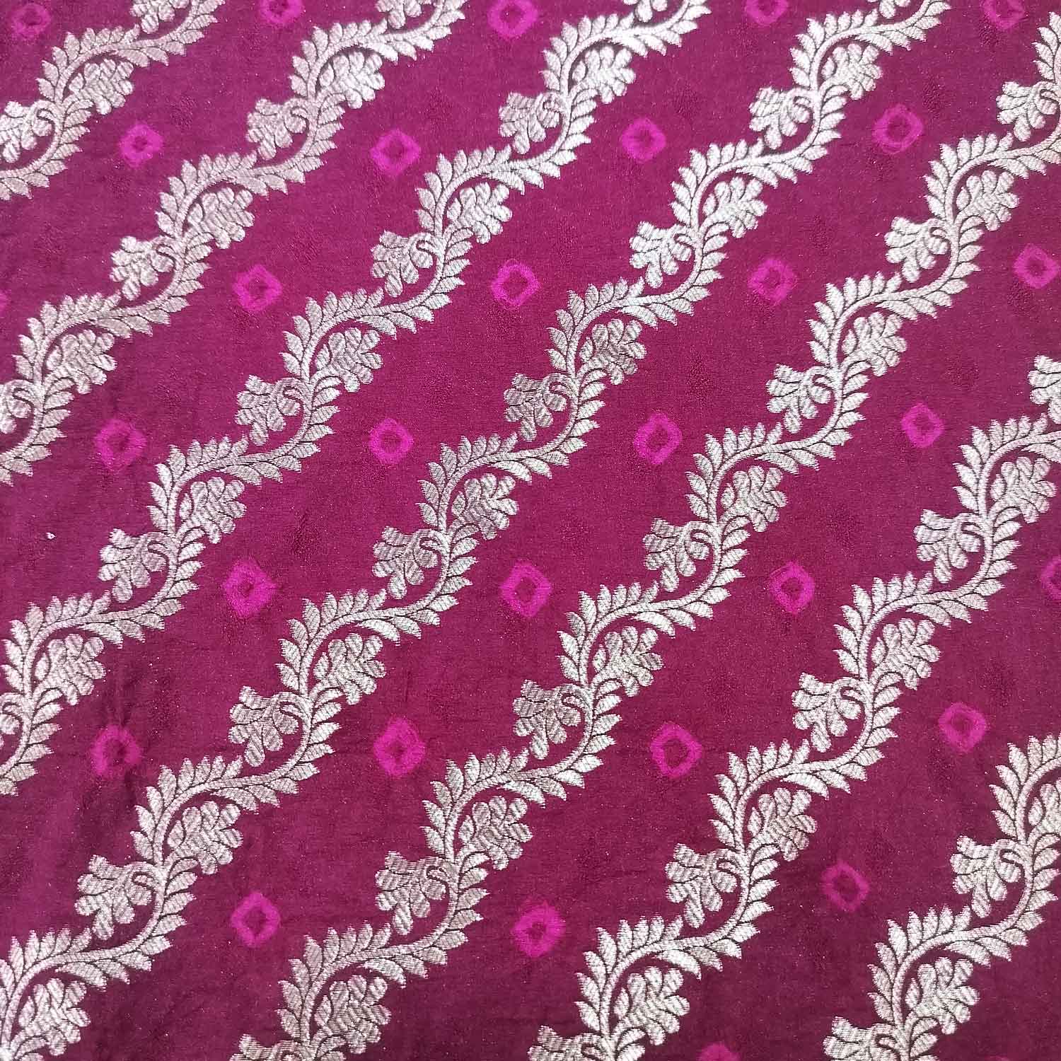 Purple Zari bandhej Jacquard Silk NH-13361 - Image 3