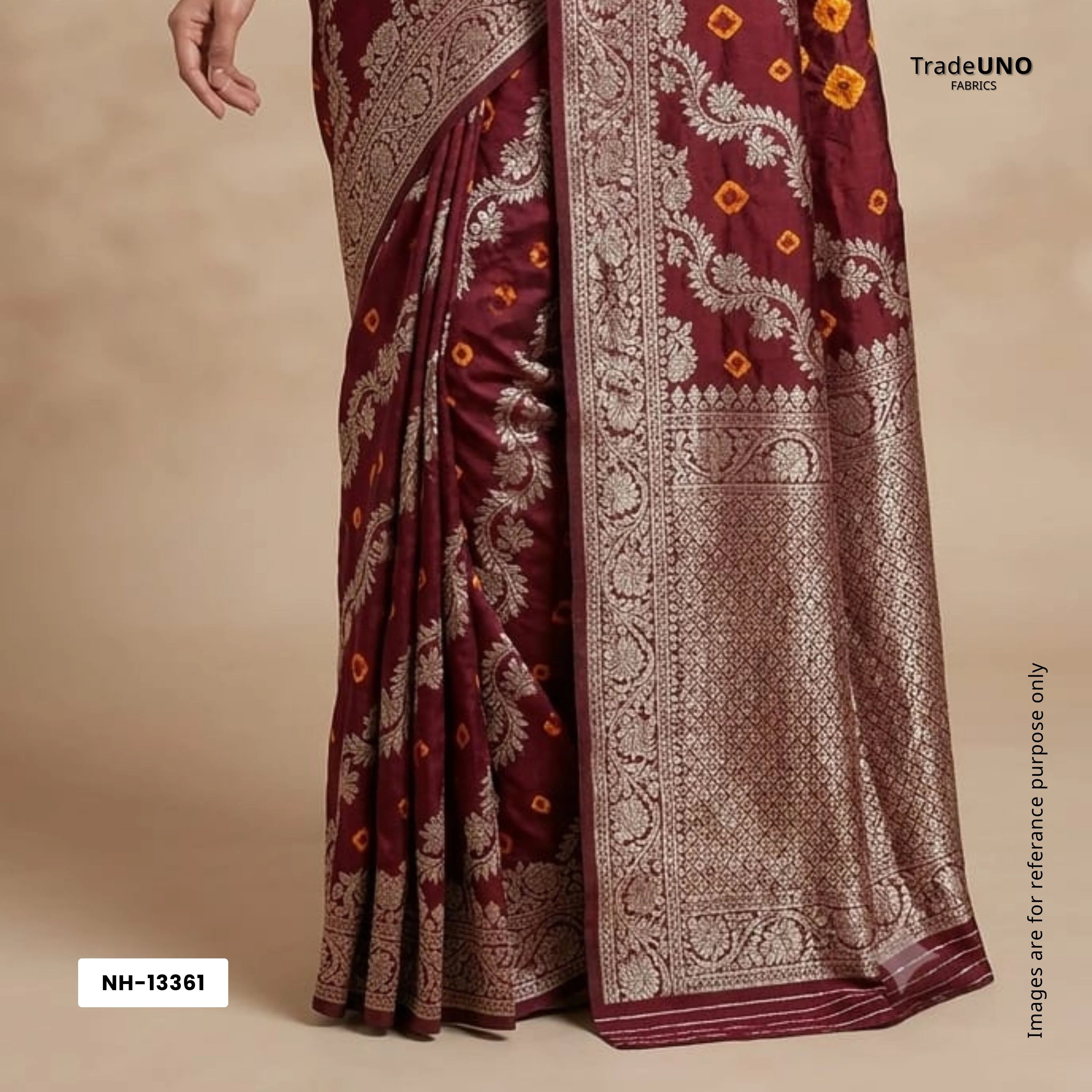 Purple Zari bandhej Jacquard Silk NH-13361 - Image 4